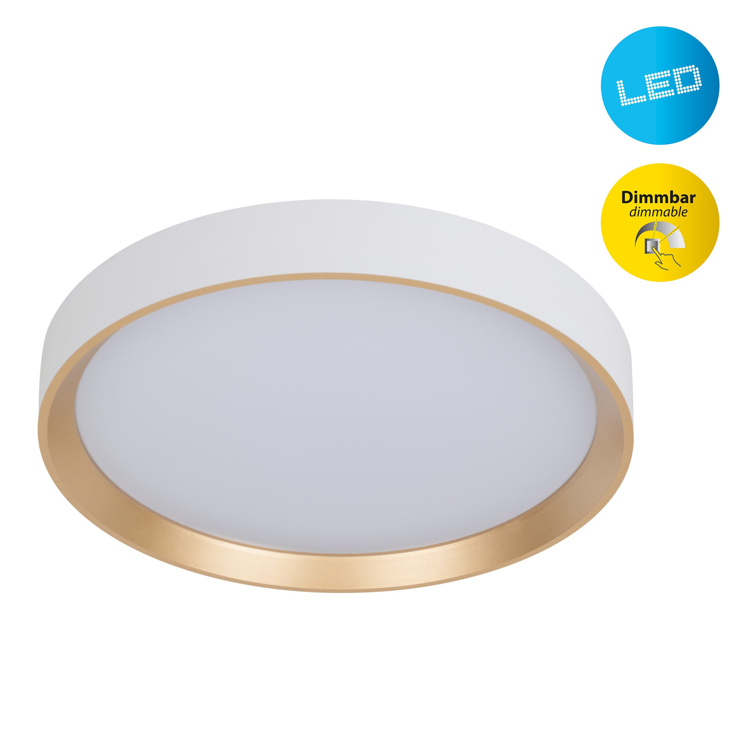 näve LED Deckenleuchte Rio, Dimmfunktion, Memoryfunktion, LED wechselbar, Neutralweiß, 3 stufig dimmbar per Wandschalter/25%/50%/100%, inkl. Memoryfunktion
