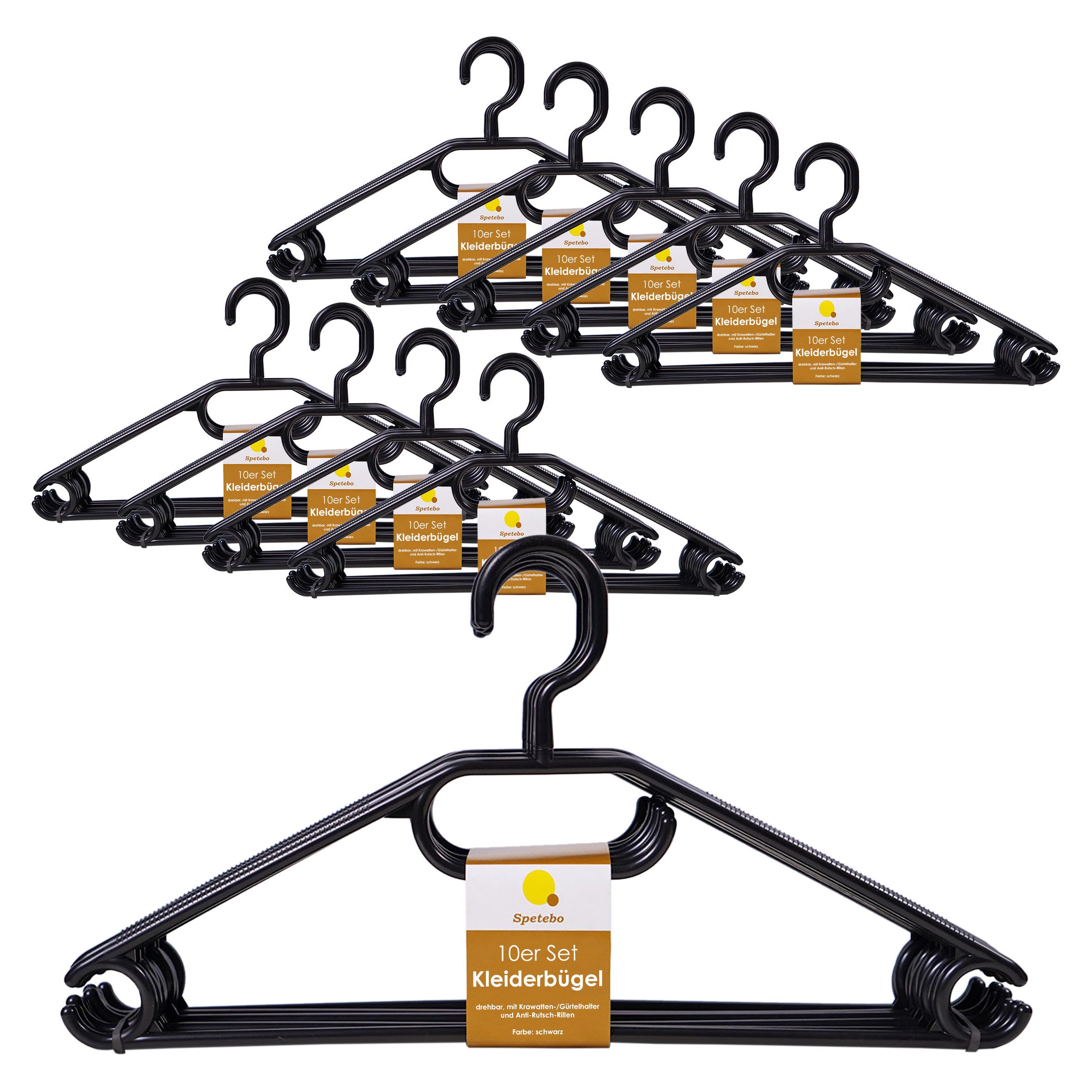 Spetebo Kleiderbügel Kunststoff Kleiderbügel mit Hosenstange - 100 Stück / günstig online kaufen