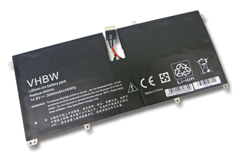 vhbw passend für HP Envy Spectre XT 13-2311ex, XT 13-ef2003, XT 13T-2000 Laptop-Akku 3040 mAh