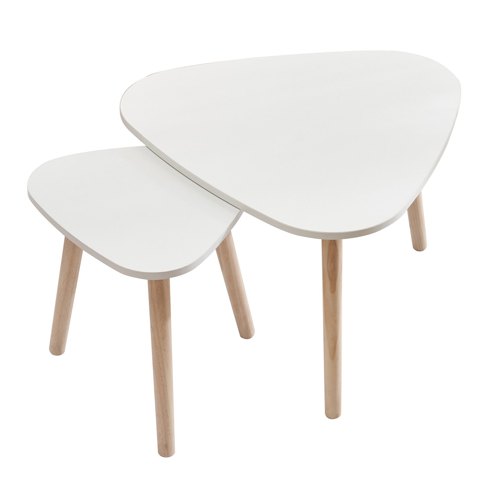 JEOBEST Couchtisch Stapelbarer Kaffeetisch Wohnzimmertisch, (Sofatisch, 2-St., Beistelltisch) Beinen aus Massivholz, Ø 40/55cm