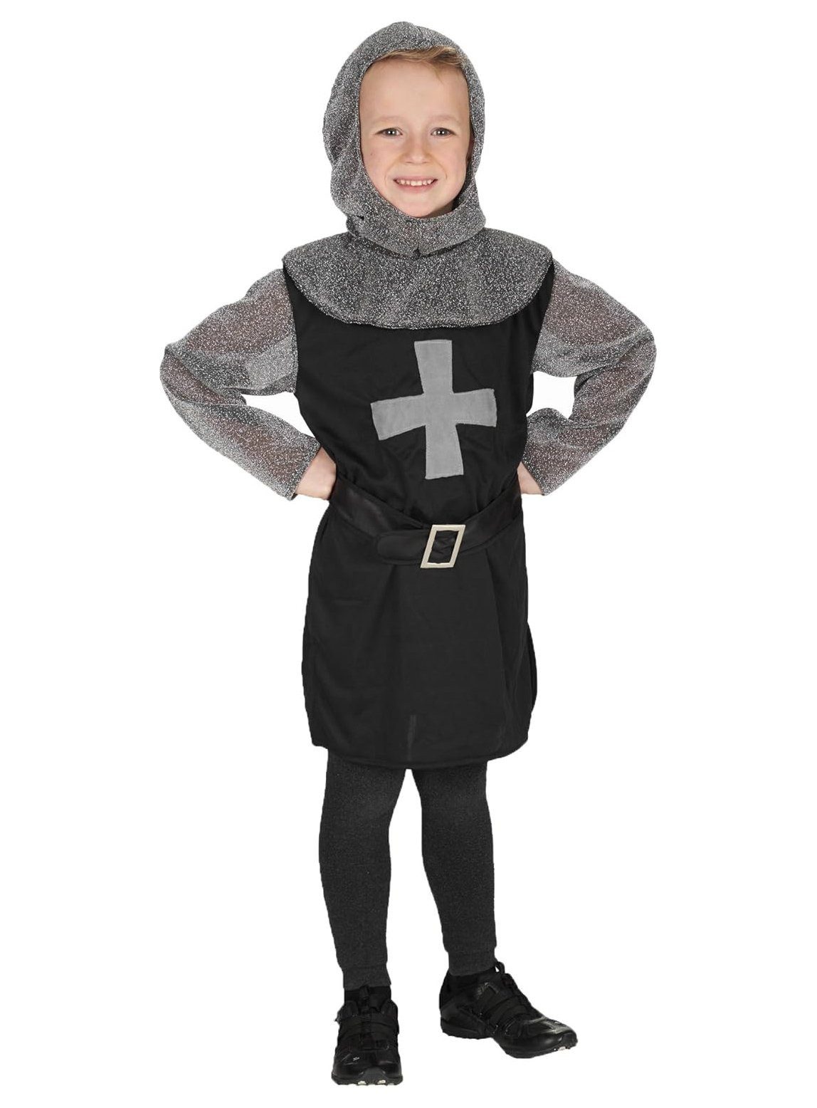 Metamorph Ritter-Kostüm Schwarzer Kreuzritter Kostüm für Kinder