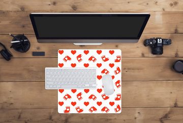 MuchoWow Gaming Mauspad Weihnachten - Muster - Valentinstag (1-St), Mousepad mit Rutschfester Unterseite, Gaming, 40x40 cm, XXL, Großes