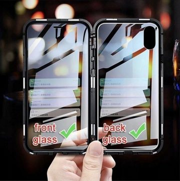 cofi1453 Smartphone-Hülle 360 Magnet Slim Metall Case mit Schutzglas Vorne+Hinten