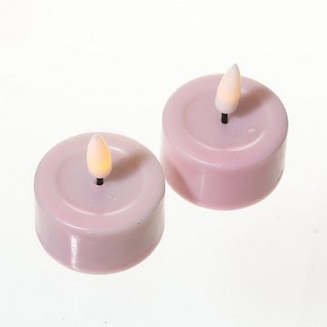 Deluxe Homeart LED-Kerze LED Teelichter Mia flackernd mit Batterien D: 4,1cm rosa 2 Stück (2-tlg)