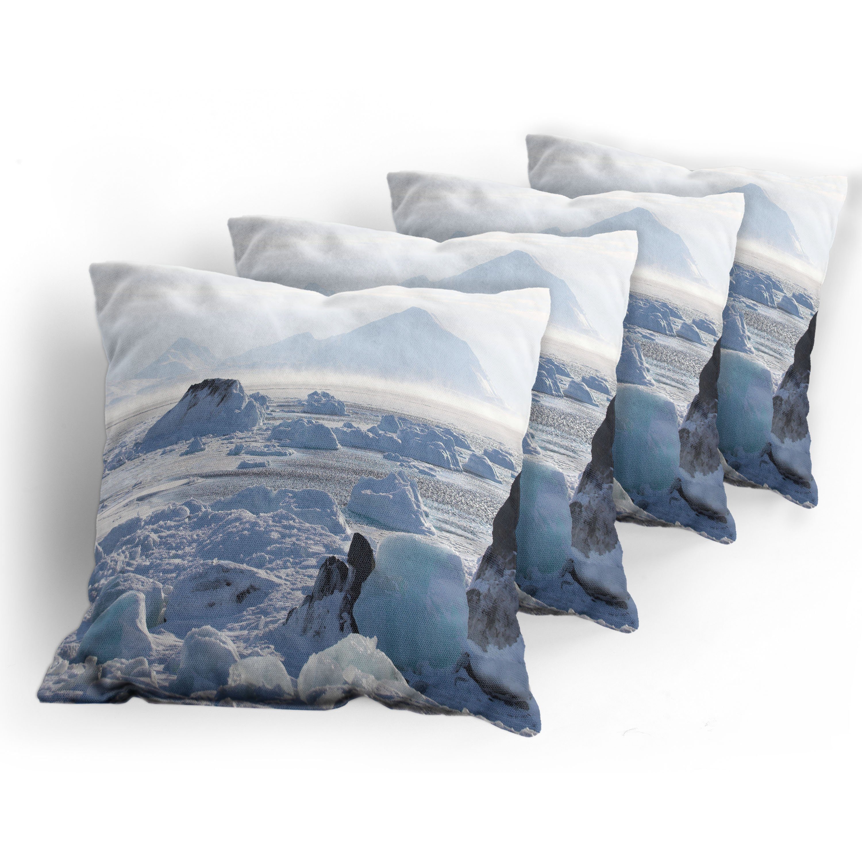 Kissenbezüge Modern Accent Arctic Stück), (4 Alaska See Eis Abakuhaus Winter Doppelseitiger Digitaldruck