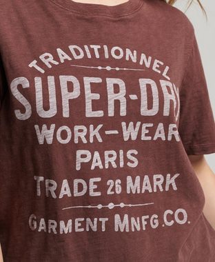 Superdry T-Shirt ARCHIVE SCRIPT GRAPHIC T SHIRT Deep Mahogany Brown Slub