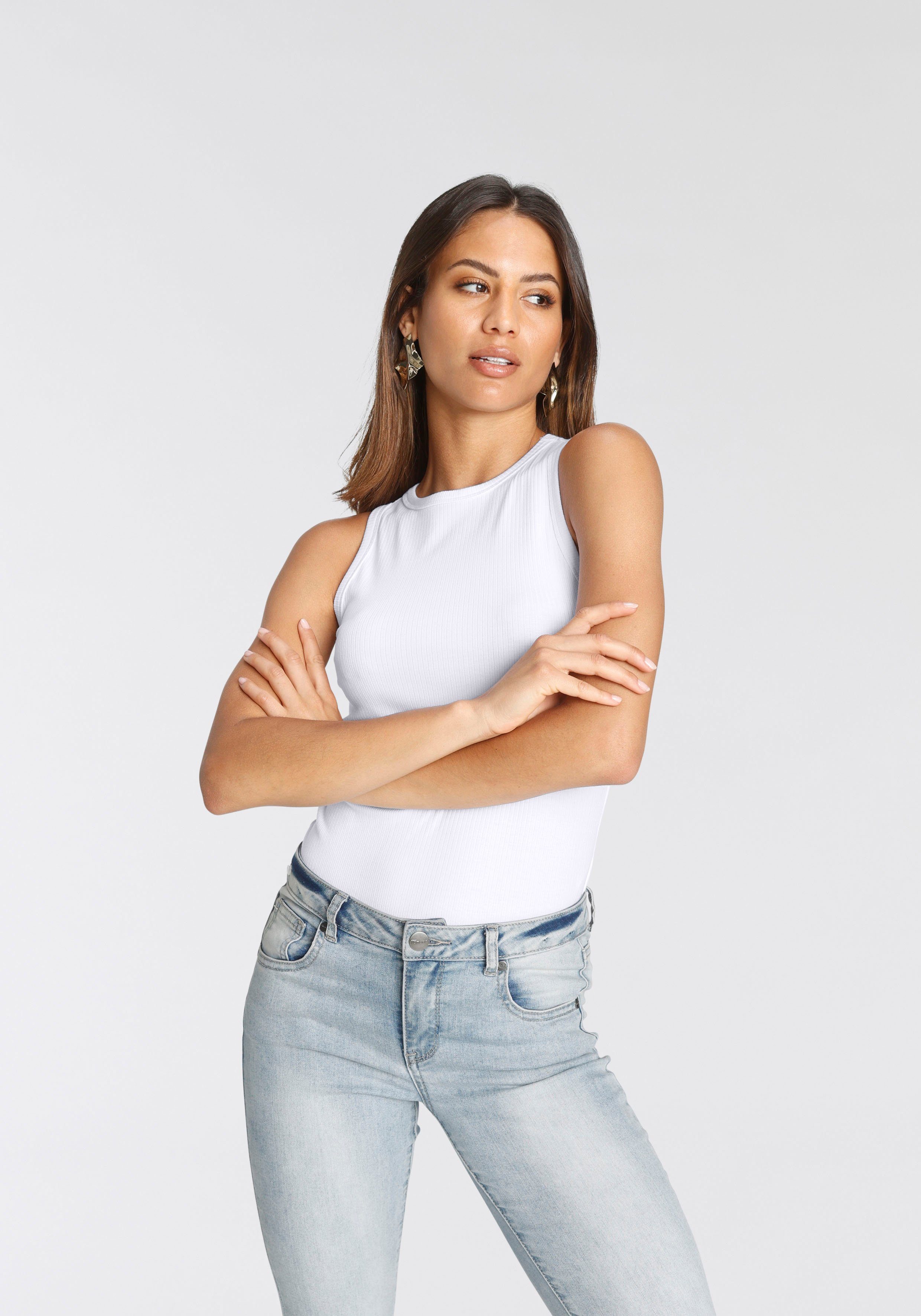 Tamaris Tanktop in moderner Shape aus Rippe günstig online kaufen