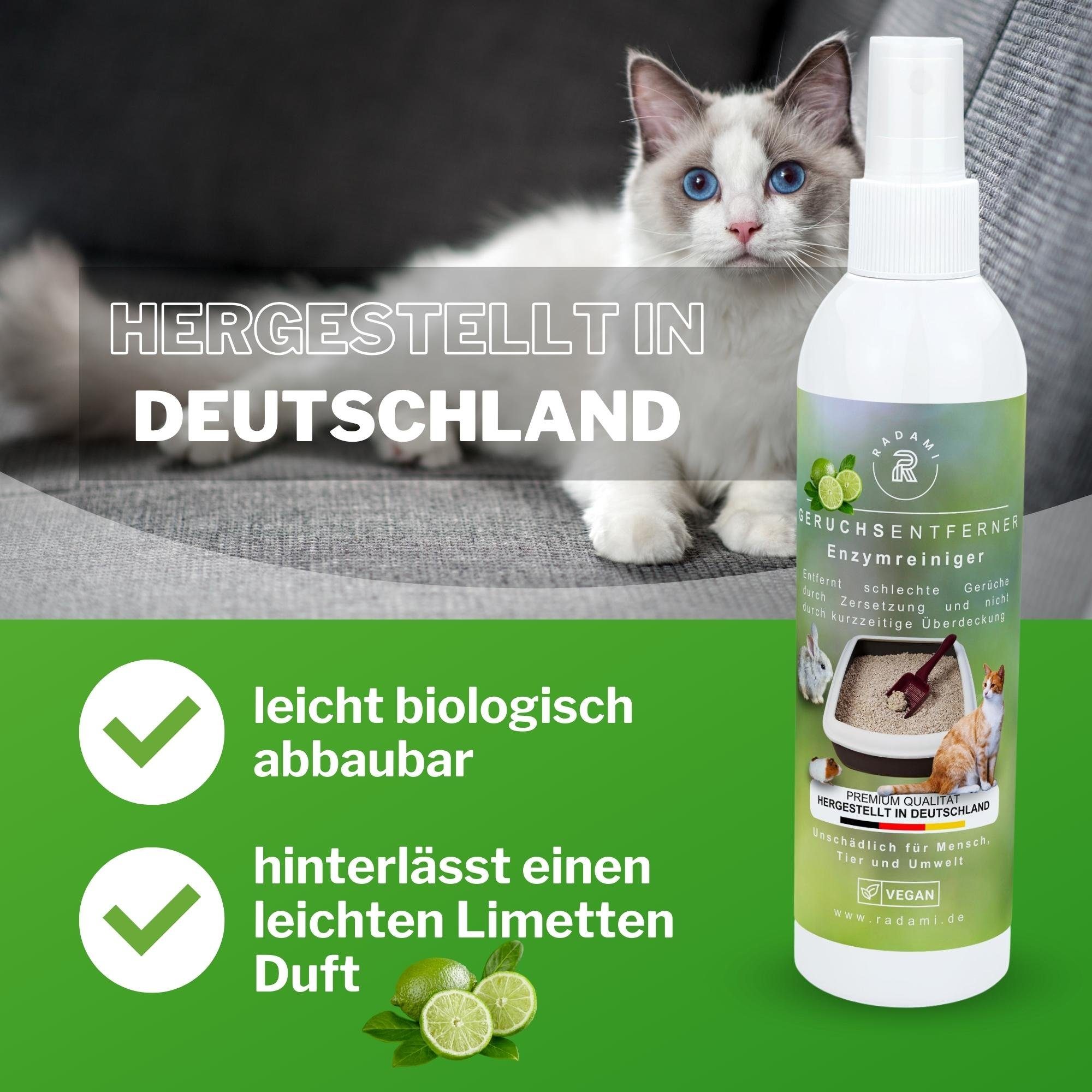 Radami Geruchsentferner Tier Geruchsentferner Katzenurin Tiergerüche Enzymreiniger 3x250ml