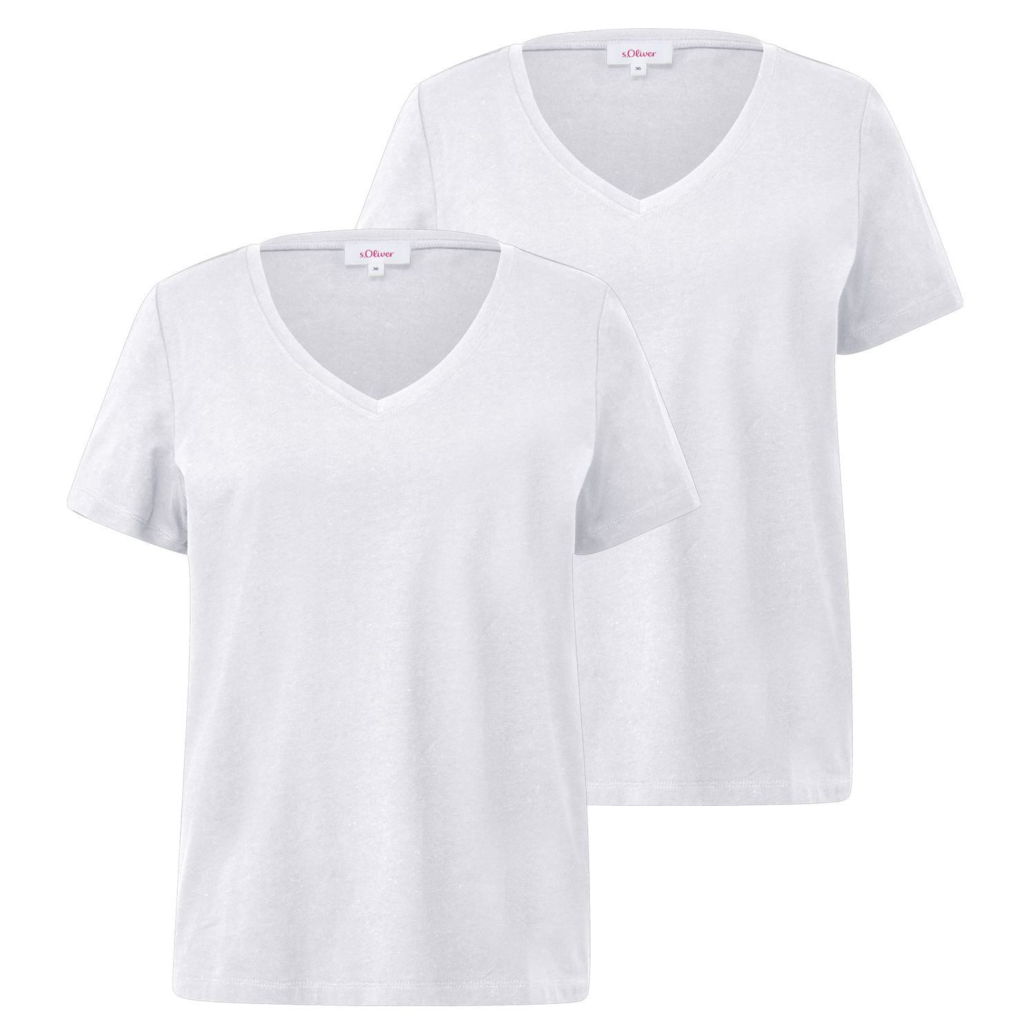 s.Oliver T-Shirt Basic V-Ausschnitt, kurze Ärmel, 2er Pack