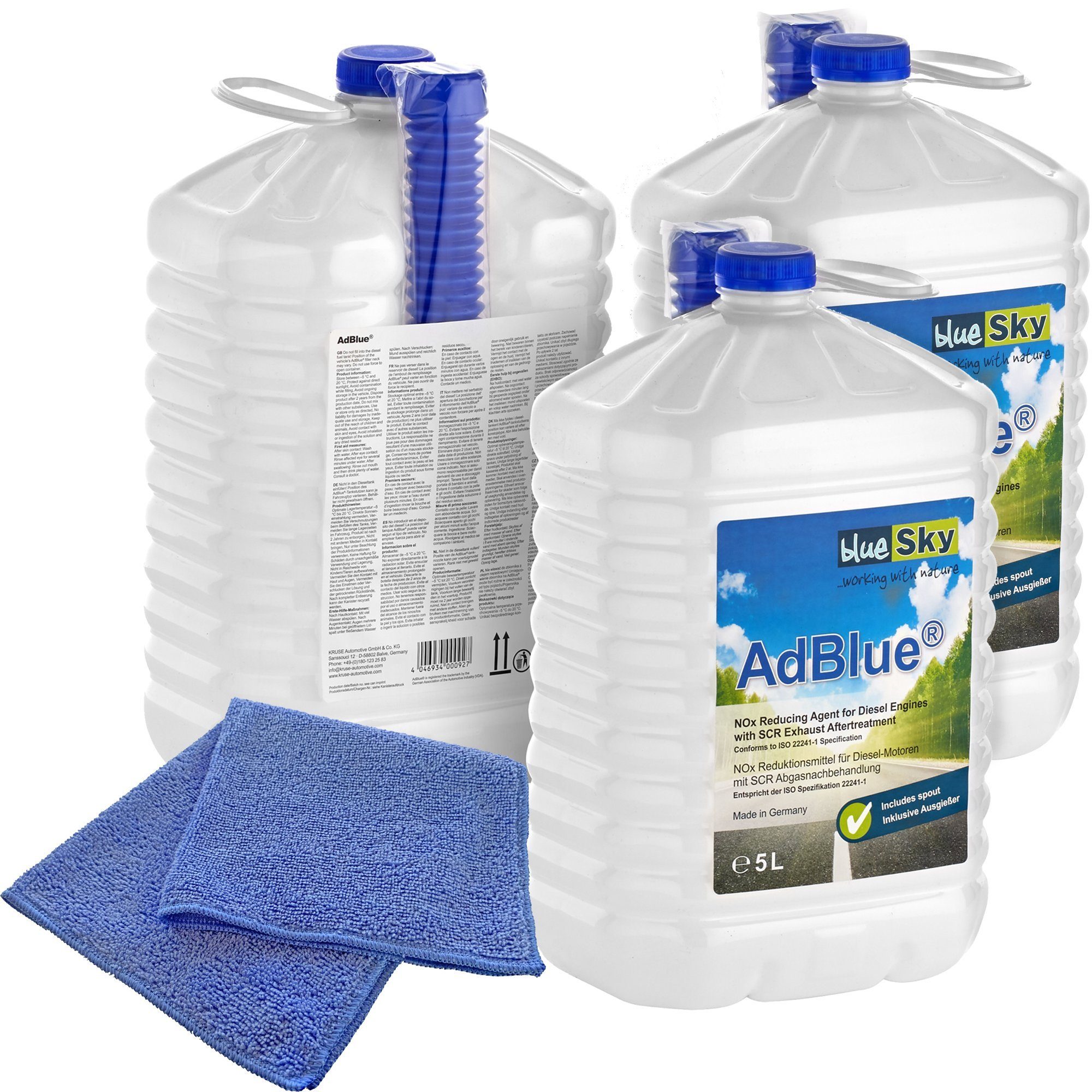 baytronic Kanister 3x blueSky AdBlue® inkl. Ausgießer 5 L + Microfasertuch blau (1 St)