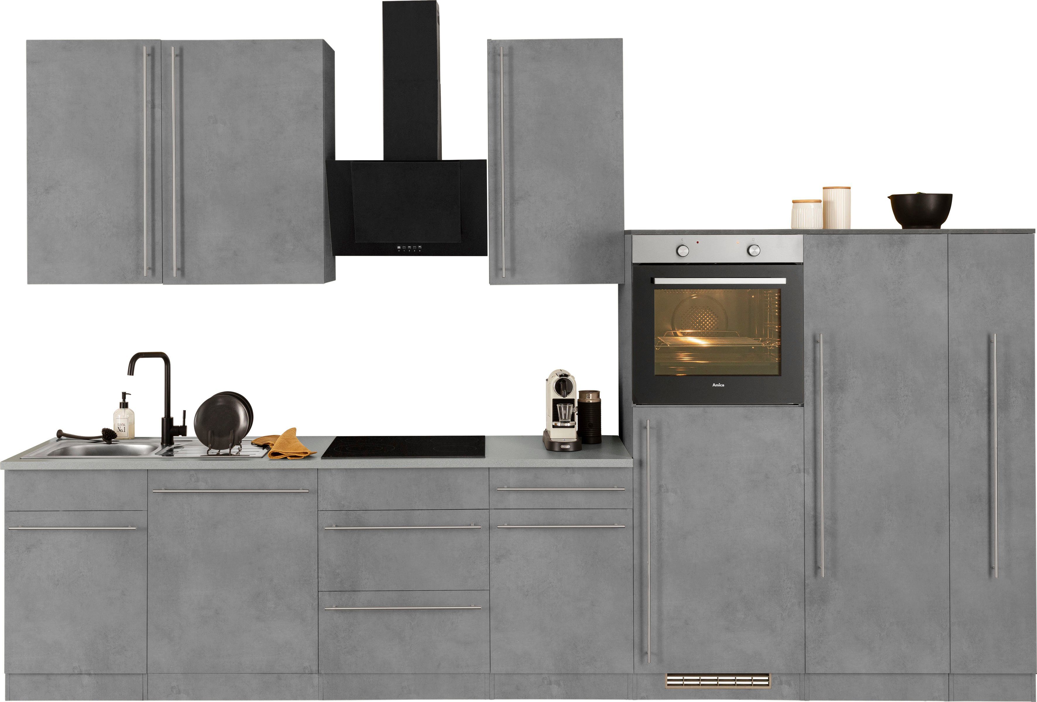 wiho Küchen Küchenzeile Chicago, mit E-Geräten, Breite 360 cm