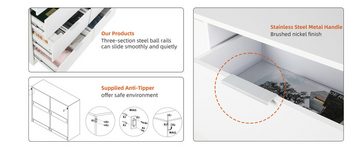 EVERY Kommode Sideboard Schubladenschrank Anrichte, Breite 120 cm, 6 Schubladen, Kippschutz, Edelstahlgriffe