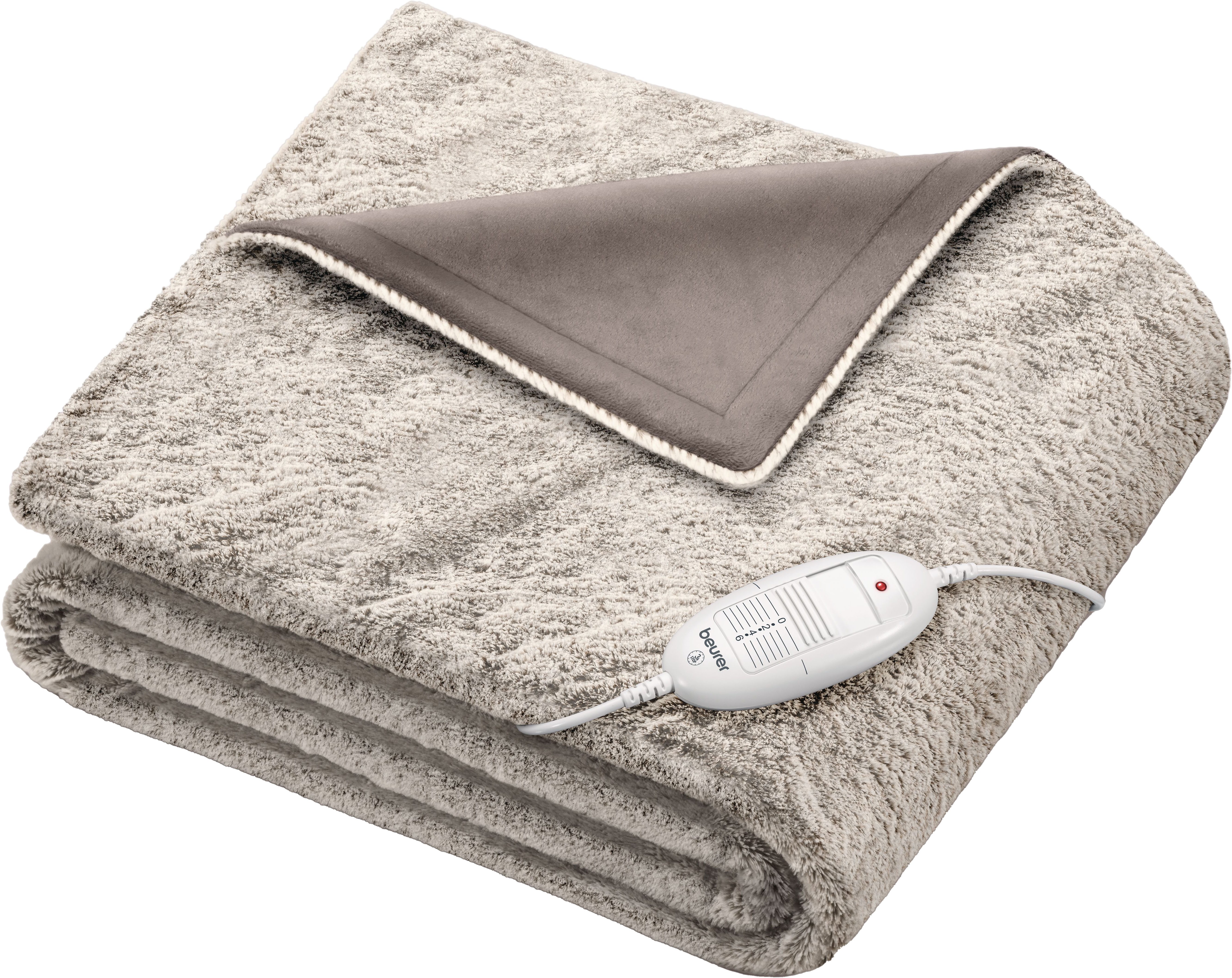 BEURER Heizdecke HD 75 nordic taupe, elektrische Wärmedecke zum Einkuscheln, 6 Temperaturstufen, kuscheliges Material, maschinenwaschbar