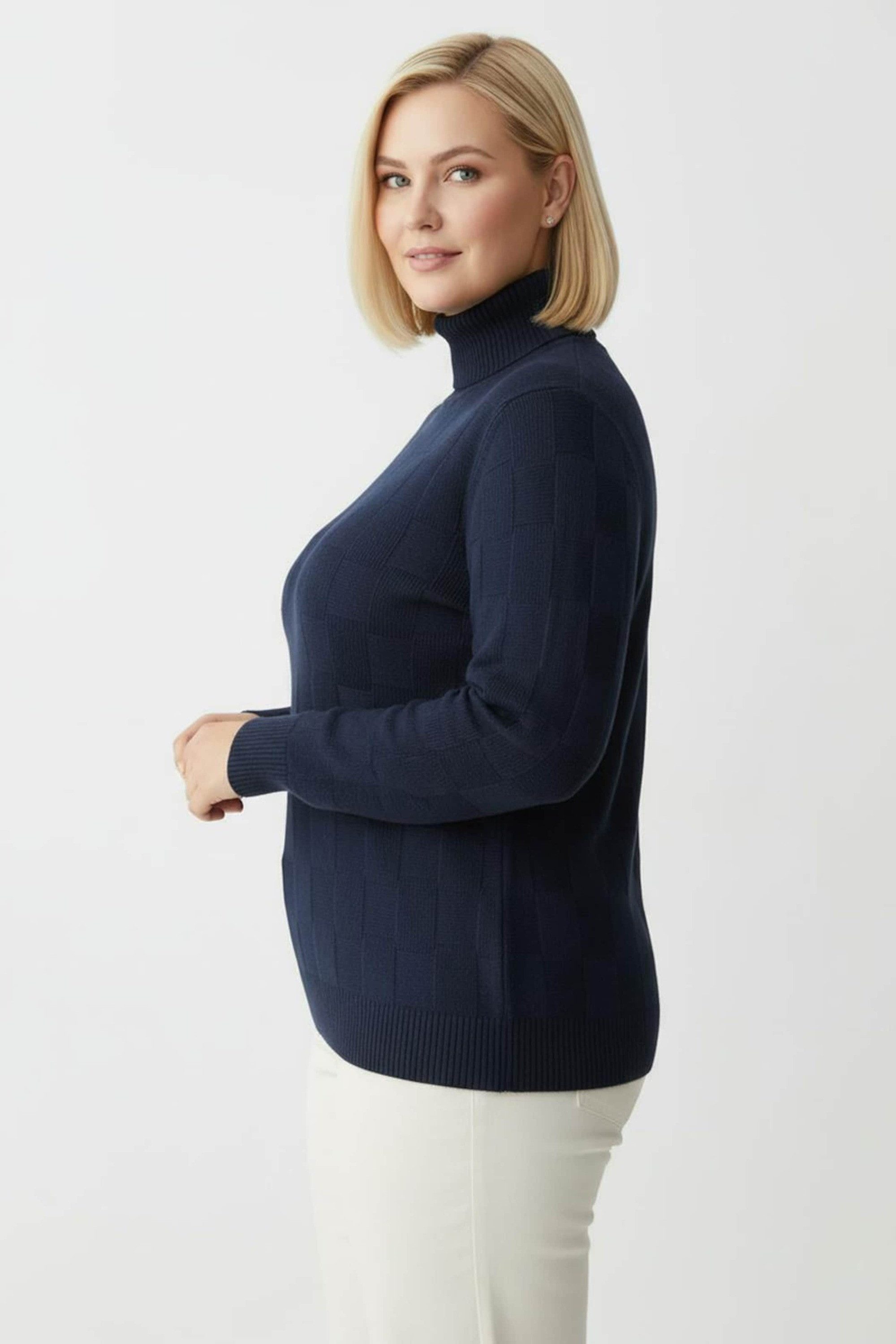 Sieh an! Strickpullover Rollkragen-Pullover Langarm Struktur