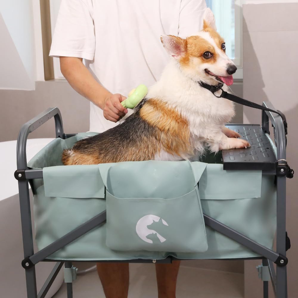 GarveeMore Badewanne Faltbare & Rollen Hundebadewanne Für kleine und mittelgroße Hunde