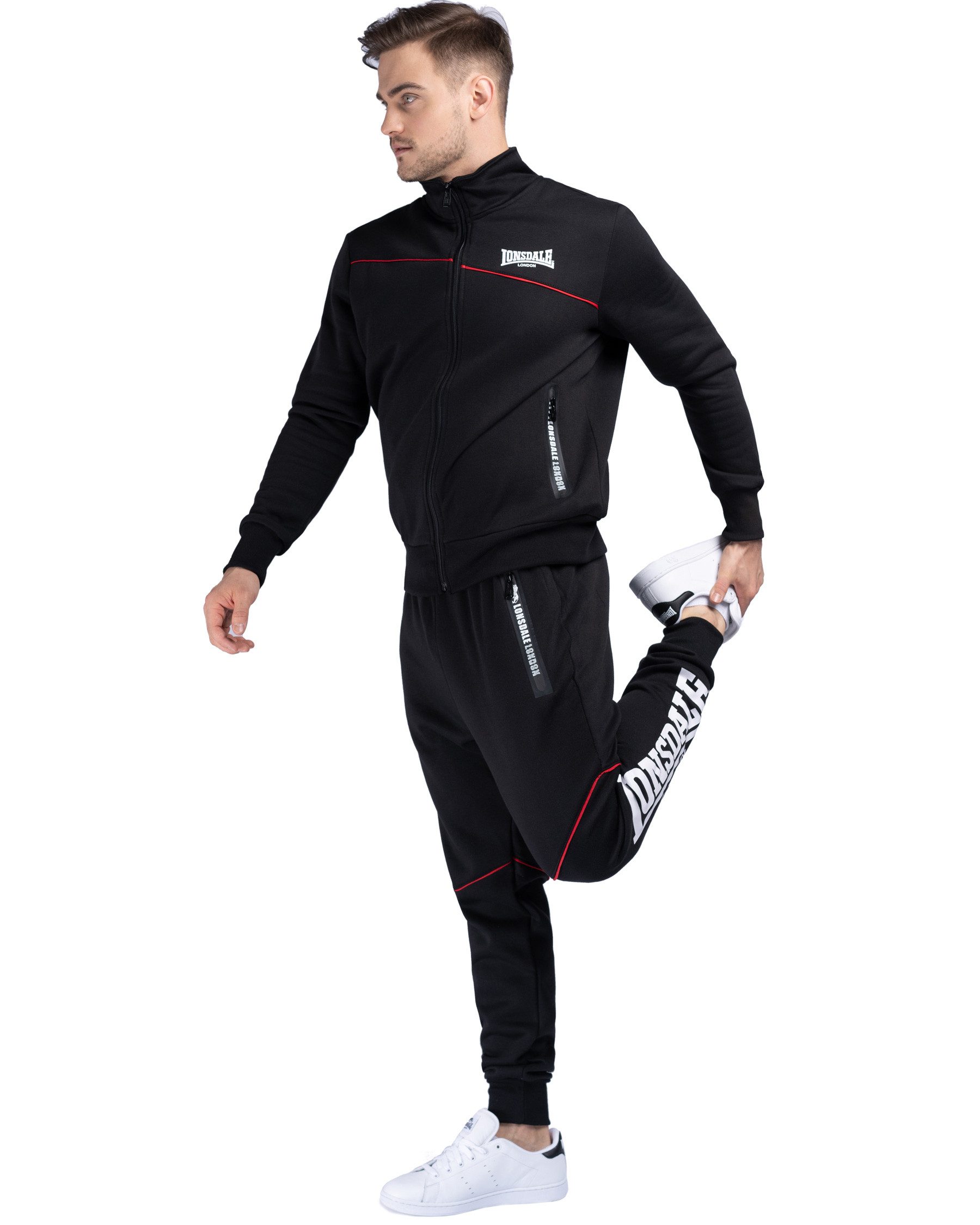 Lonsdale Trainingsanzug Geddington (Packung, 2-tlg., Jacke und Hose), Reißverschlusstaschen, Kragen