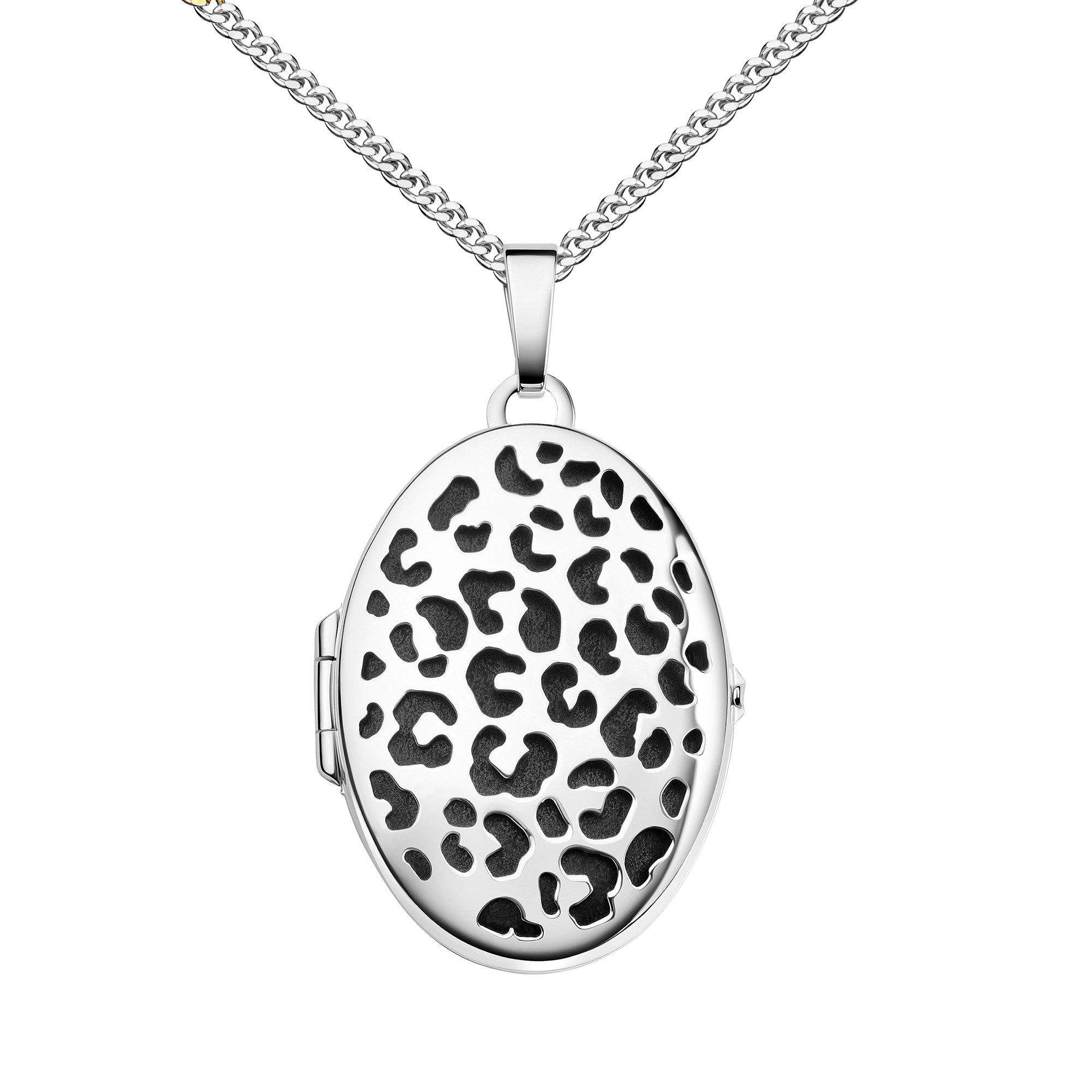 JEVELION Amulett Medaillon Silber 925 im Animal-Design Anhänger zum Öffnen für 2 Bilder (Foto-Amulett, für Damen und Mädchen), Mit Halskette Sterlingsilber - Länge wählbar 36 - 70 cm