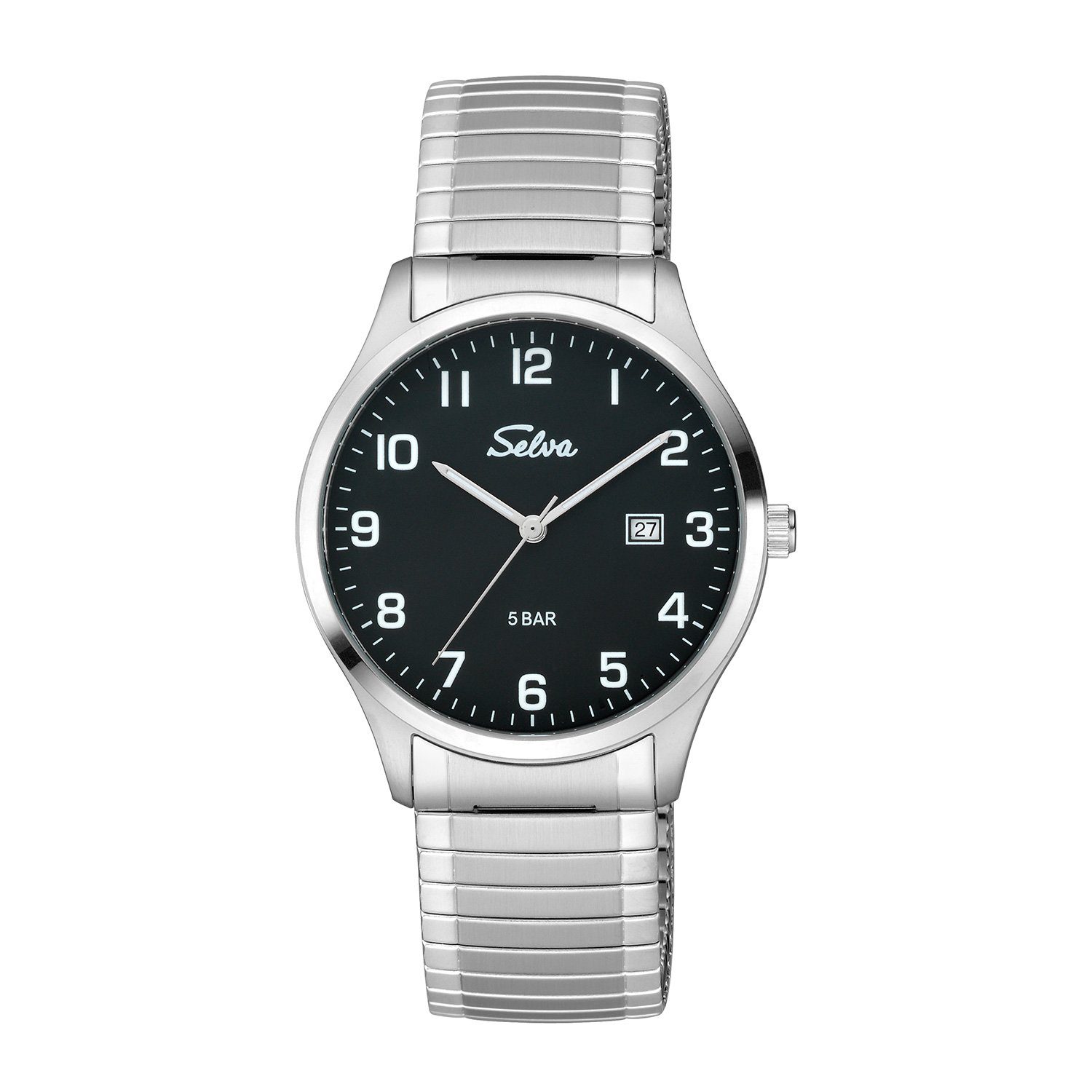 Selva Technik Quarzuhr Zugband Quarz-Armbanduhr weiß Schwarz 39mm mit Zifferblatt bicolor, Ø SELVA