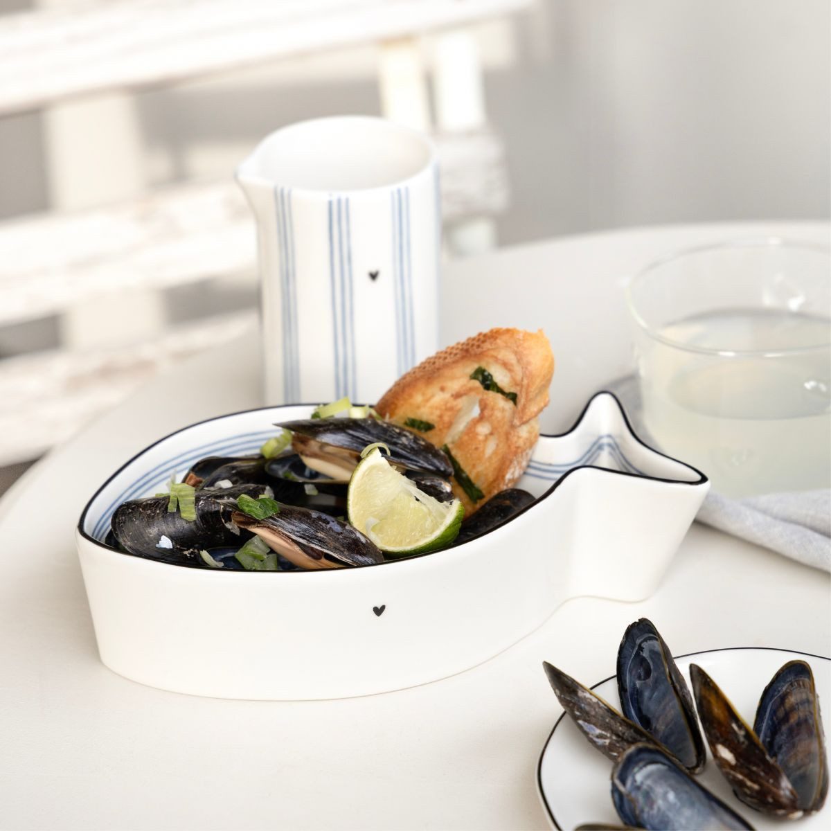 Bastion Collections Servierschale Dip-Schale Fisch, Maritimes Design, Iris Blue, Blau, 18 cm, Maritimes Design