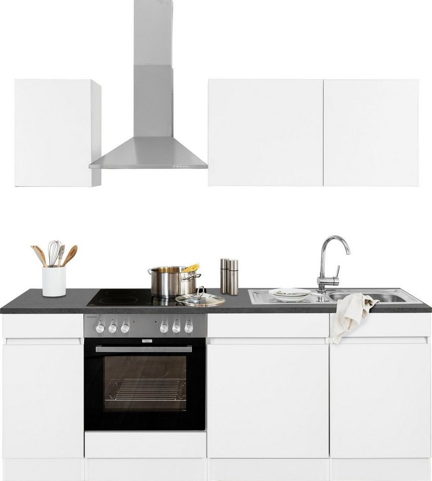 OPTIFIT Küchenzeile Roth, mit E-Geräten, Breite 210 cm, Mit 28 mm starker  Arbeitsplatte