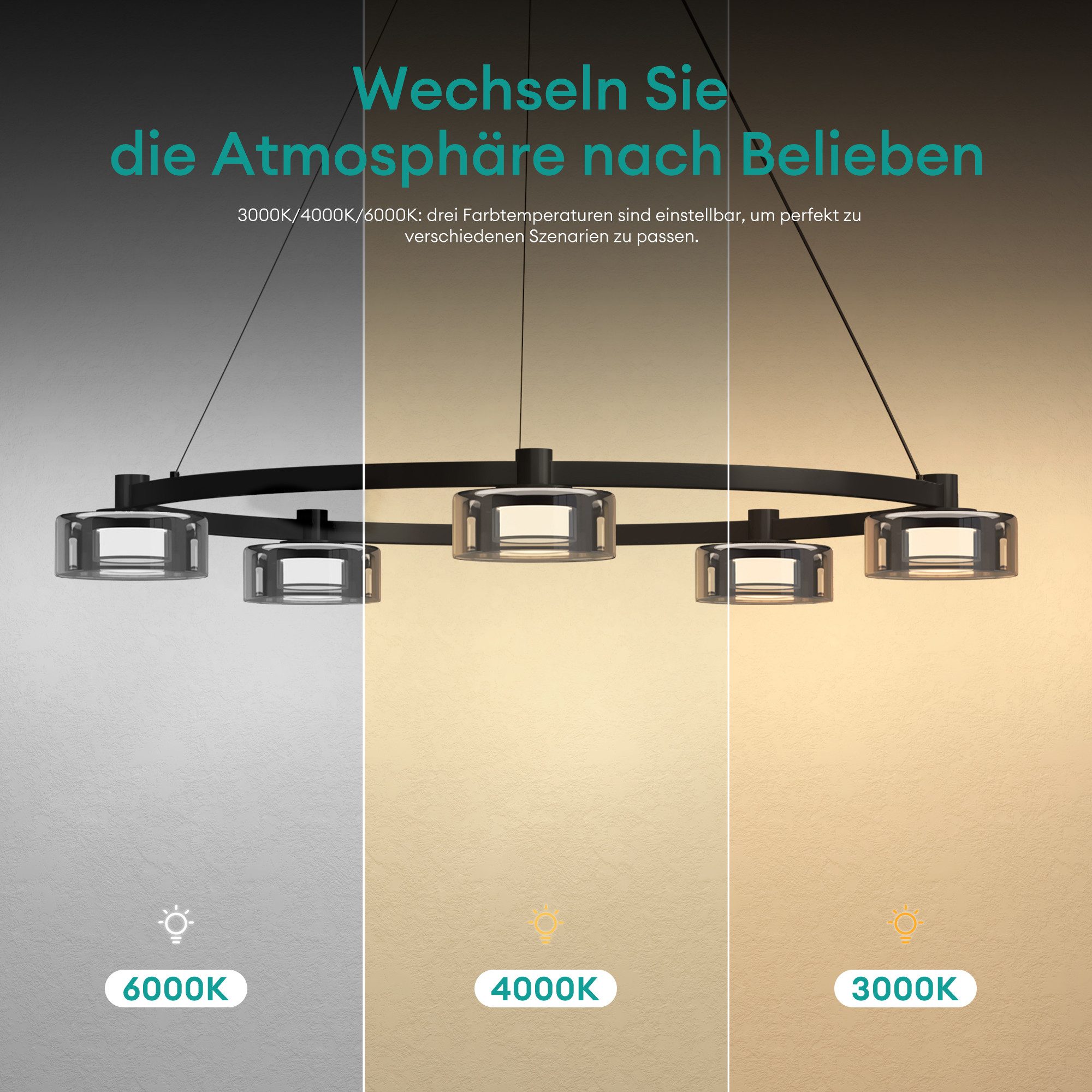 Mai & Mai LED Pendelleuchte LED Hängelampe Verstellbares Kabel Hängeleuchte Alivetta7915, LED-Pendelleuchte;