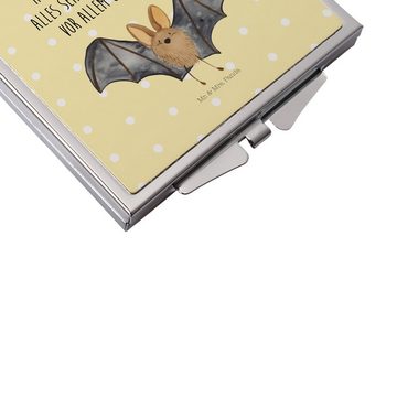 Mr. & Mrs. Panda Kosmetikspiegel Fledermaus Flügel - Gelb Pastell - Geschenk, lustige Sprüche, Tiermot (1-St), Magisch verziert