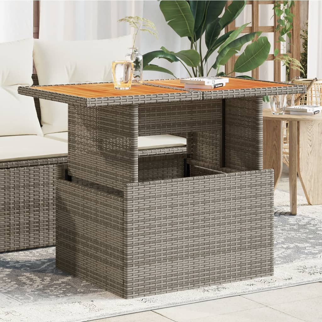 vidaXL Gartentisch, Gartentisch Grau 100x55x73 cm Poly Rattan und Akazienholz