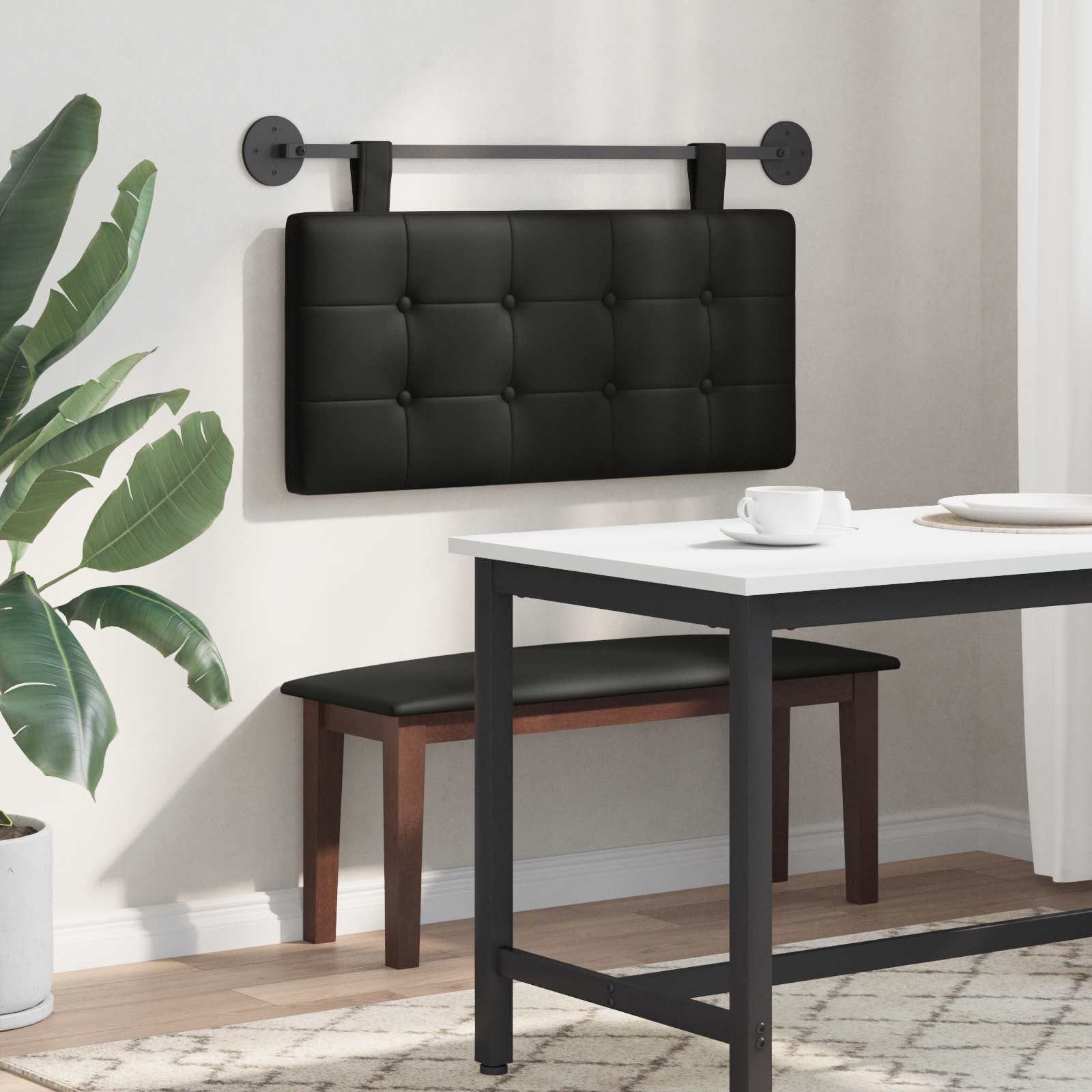 vidaXL Bett Hängendes Kopfteil Schwarz Kunstleder (1-tlg) – Bild 4 von 5