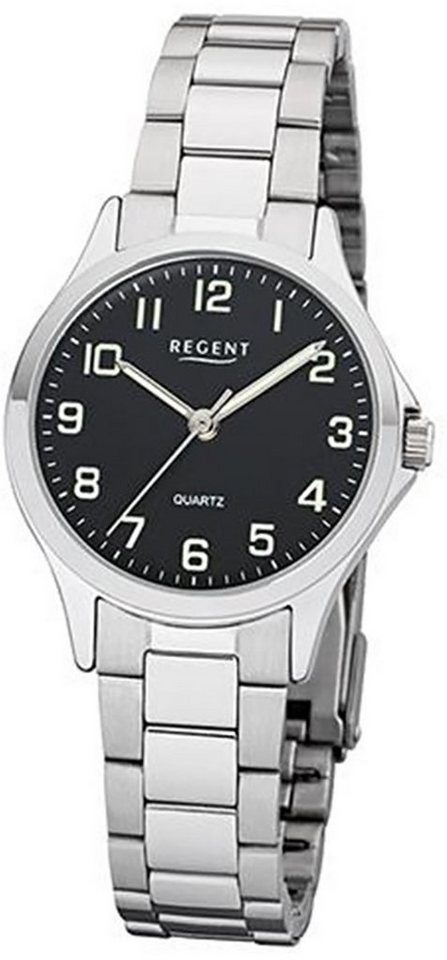 Regent Quarzuhr Regent Damen Uhr 2252409 Metall Quarz, Damen Armbanduhr  rund, klein (ca. 29mm), Metallarmband