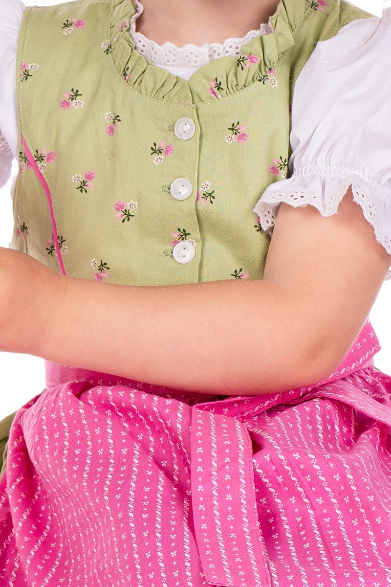 Isar-Trachten Dirndl Kinderdirndl 3tlg. - DALINA - hellgrün/rosa