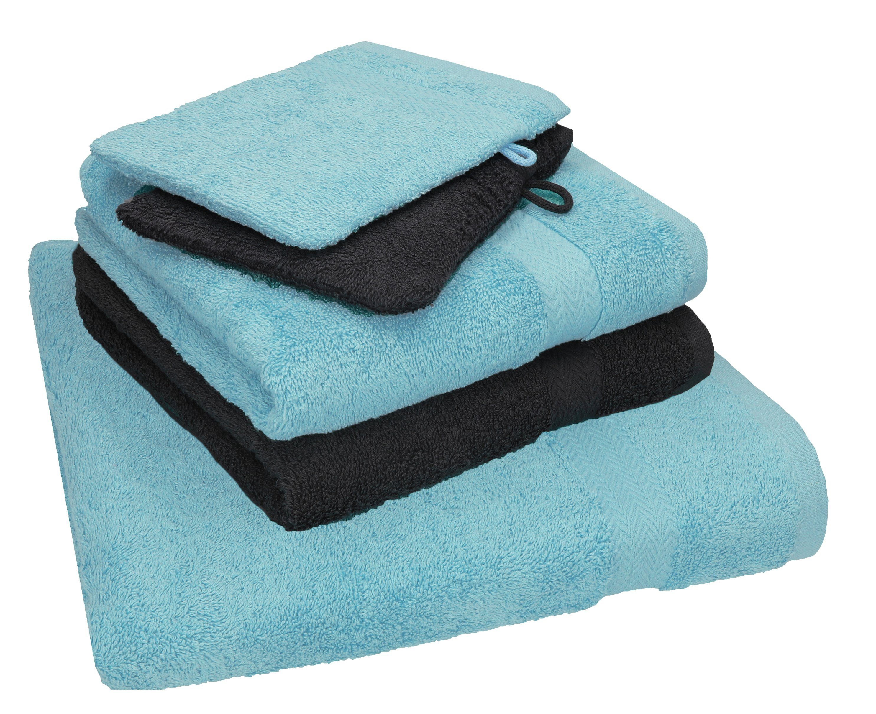 Handtuch Handtücher grau 1 Single TLG. 2 Handtuch ocean-graphit 2 100% Baumwolle Set 100% Duschtuch Waschhandschuhe, Baumwolle Betz Pack 5 Set