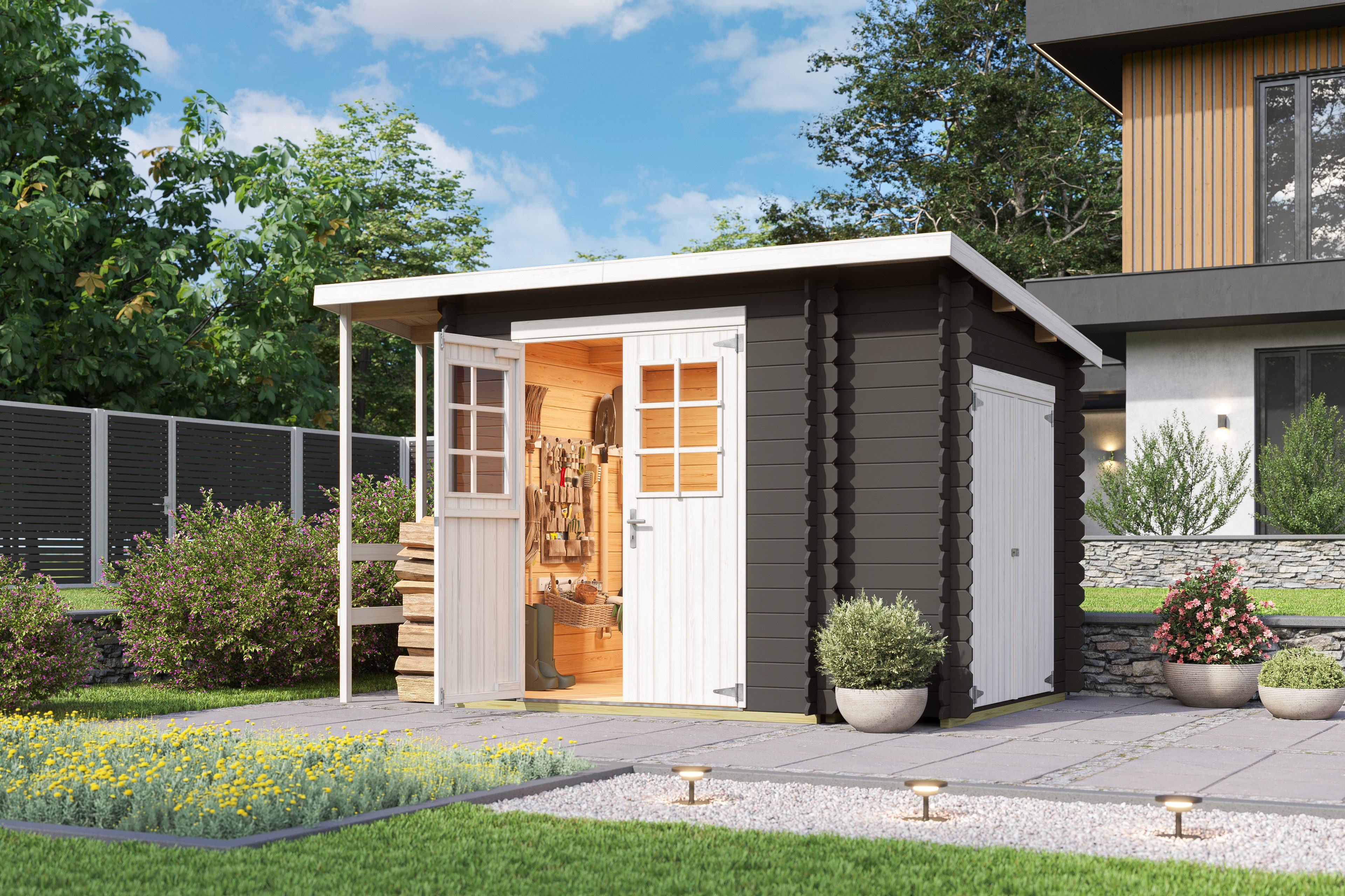 Nordic Holz Gartenhaus Vilano 3, BxT: 340x235 cm, mit 3 getrennten Bereiche