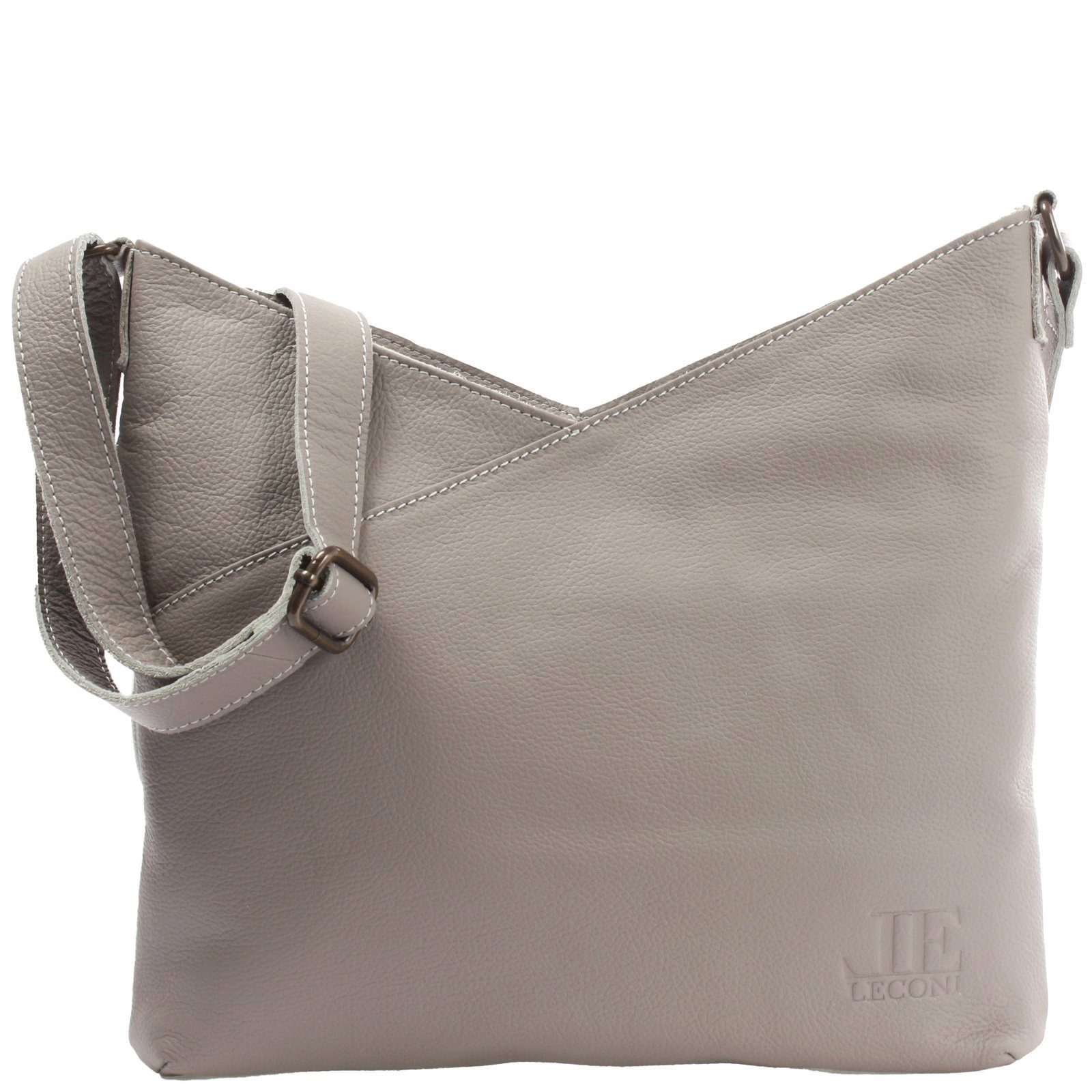 LECONI Umhängetasche Handtasche Ledertasche Damen Schultertasche Shopper Leder LE0065, Echtleder – 32×29 cm außen, 24 cm Mitte × 3 cm – verstellbarer Riemen