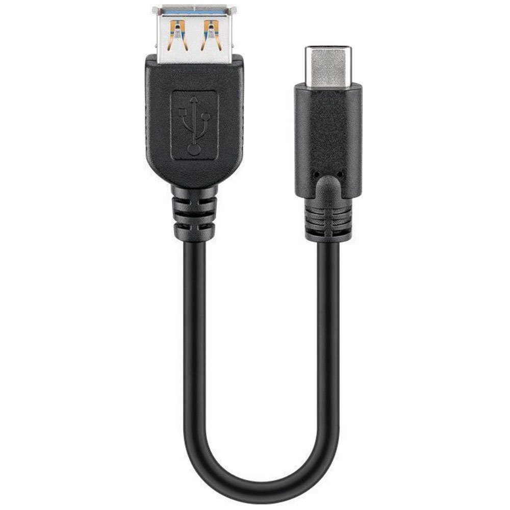 Akku-Ladestation A 20cm Goobay Kabel USB-C Buchse USB Stecker auf schwarz mit