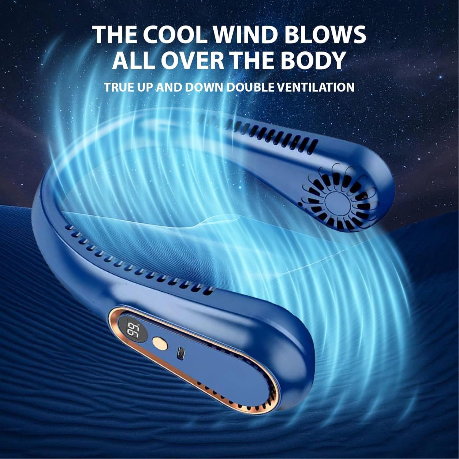 MOPUEA Mini USB-Ventilator Tragbarer Nackenventilator USB Wiederaufladbar 5 Stufen, Bladeless Design leise 4000mAh Akku freihändige Nutzung