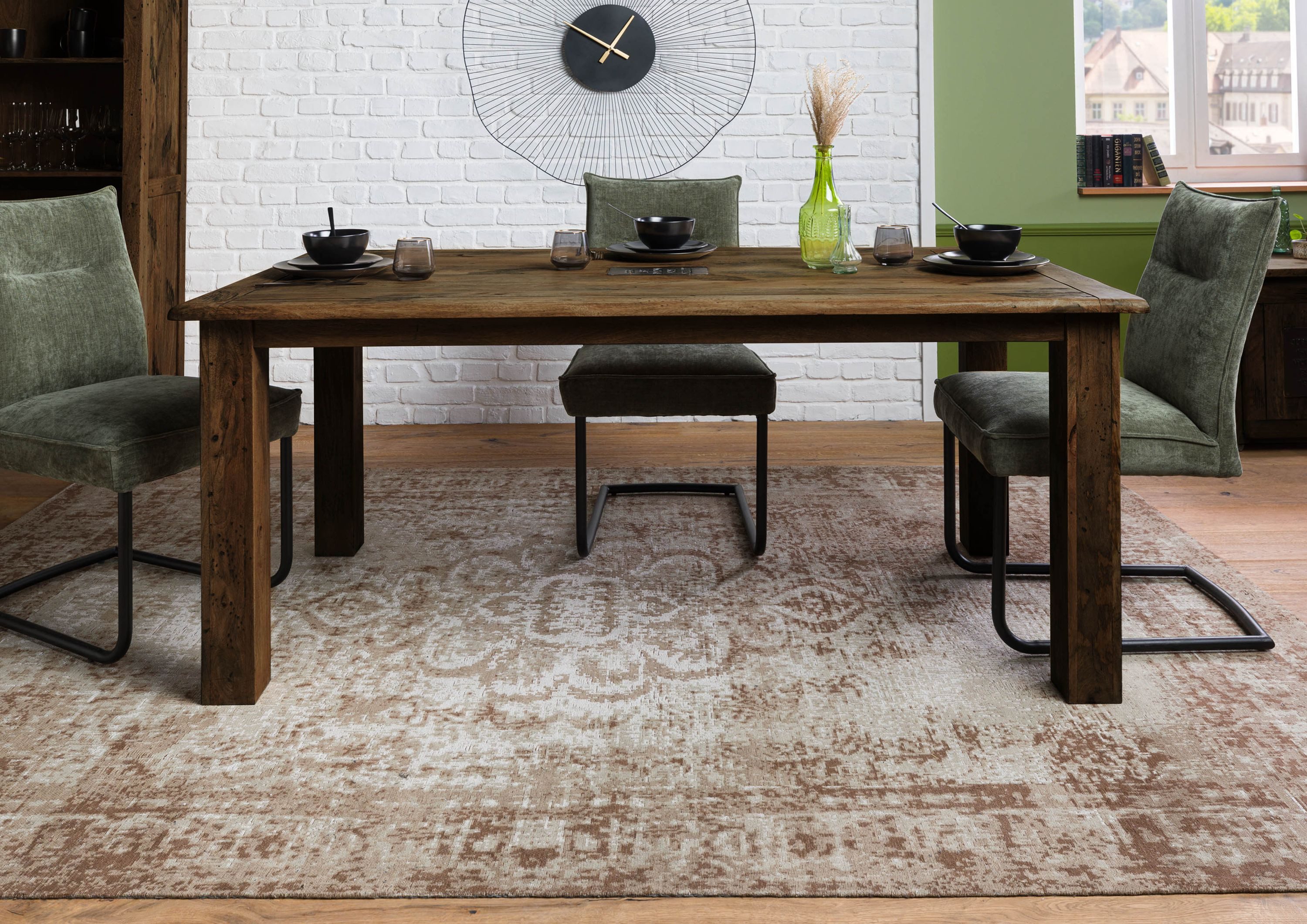 Massivmoebel24 Esstisch RAILWAY (Massivholz, Massivholztisch), Esstisch Mango 200x100x76 braun lackiert RAILWAY #1115