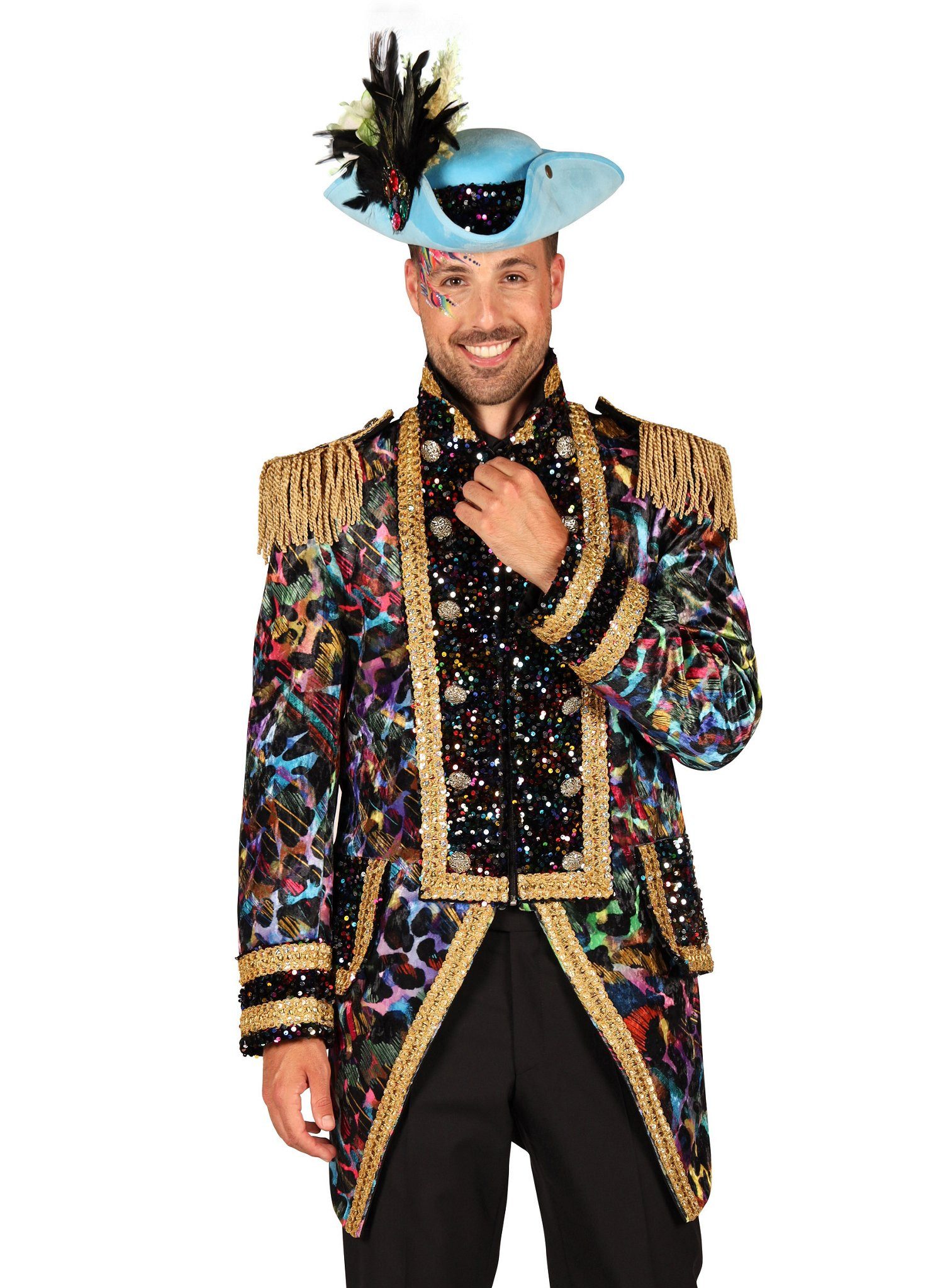 thetru Kostüm KarnevalKarnevalsgarde Jacke Neonsgarde Frack Neon, Hochwerti günstig online kaufen