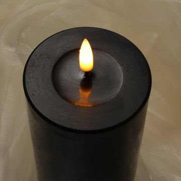 Deluxe Homeart LED-Kerze MIA Echtwachs Deluxe Wachsspiegel flackernd H: 12,5cm D: 7,5cm schwarz