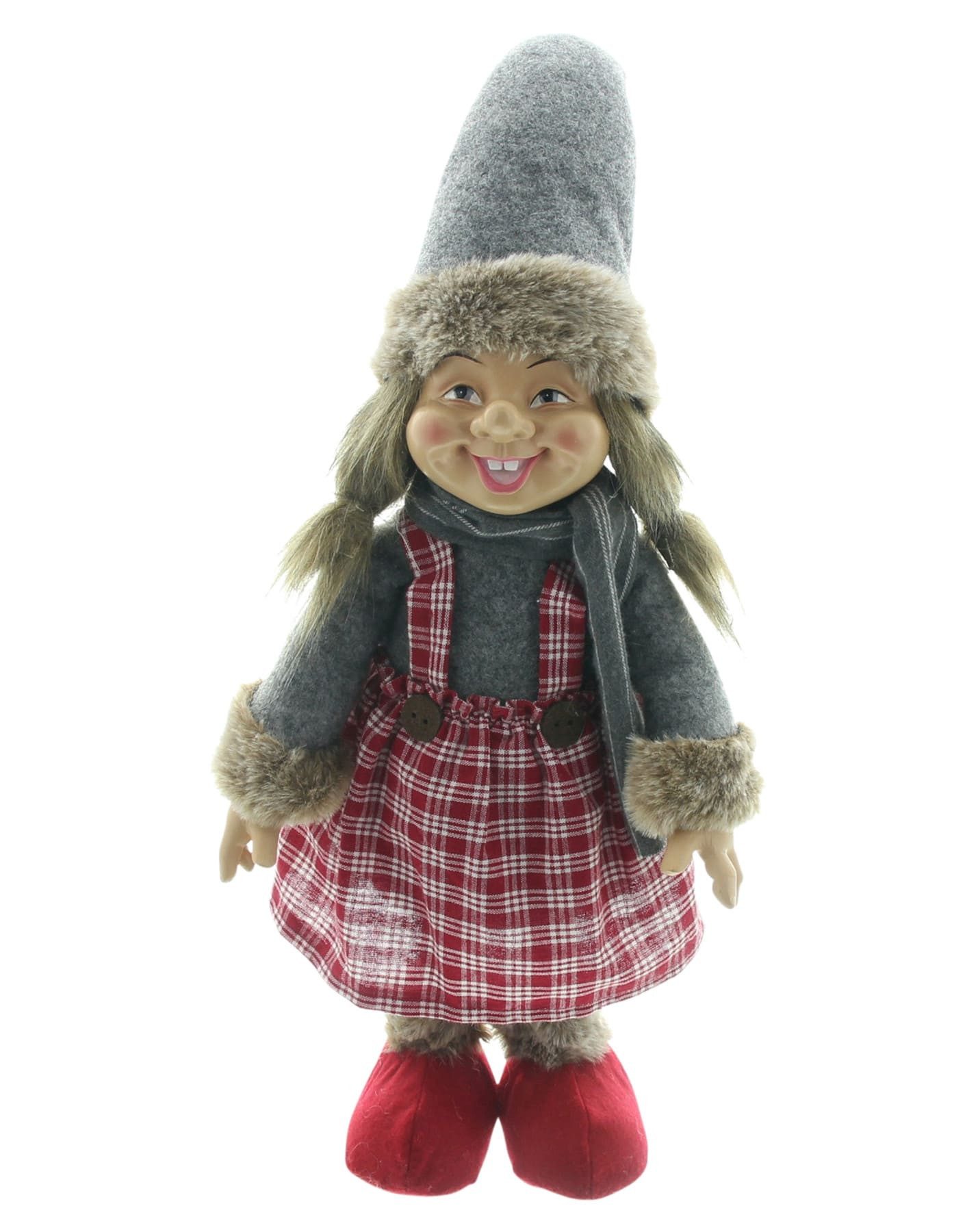 Dekoleidenschaft Бес "Ronja" Бесmädchen 45 cm, Winterdeko, Dekowichtel, Weihnachtsdeko, Weihnachtswichtel aus Textil, bewegliche Arme