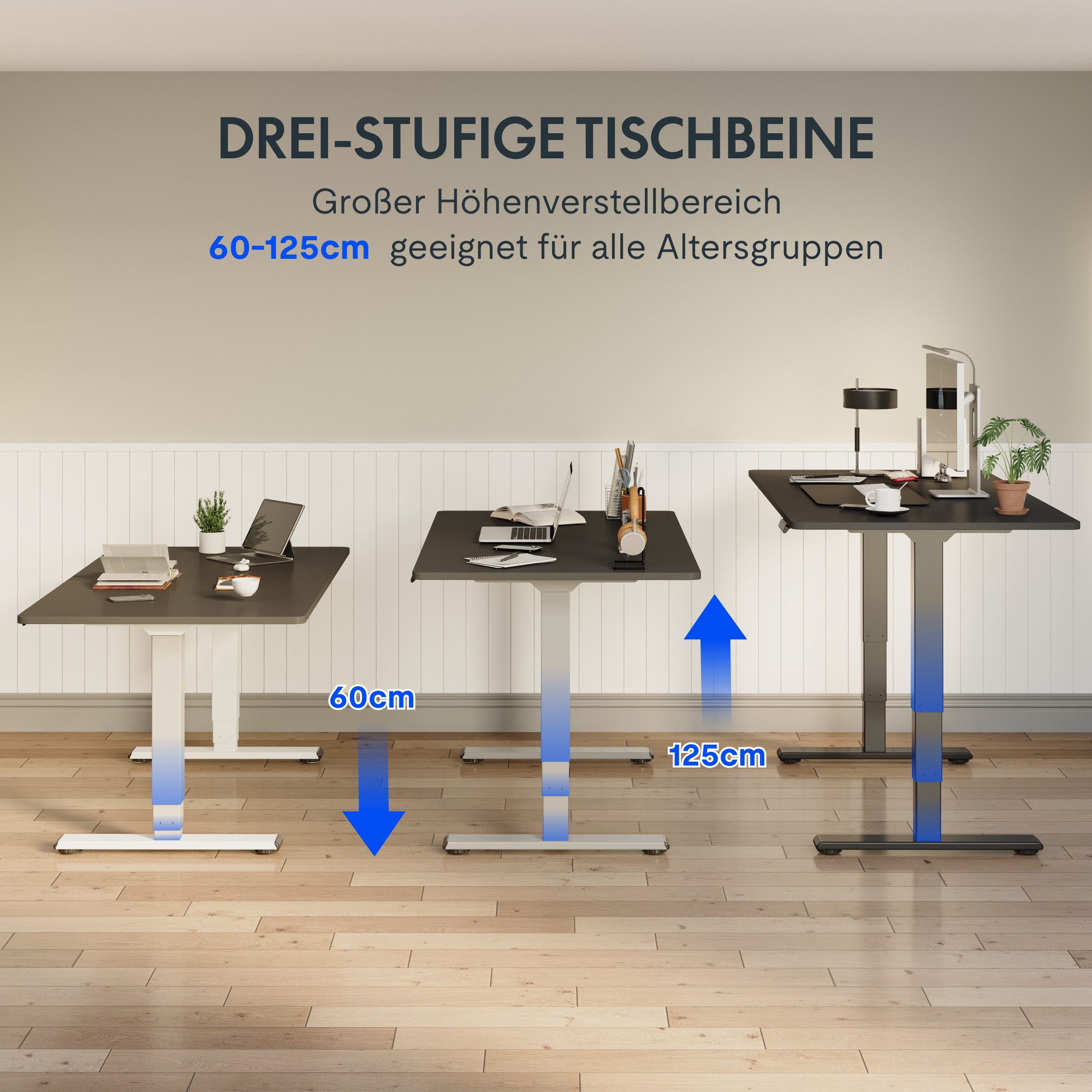 FLEXISPOT Schreibtisch Elektrisch Höhenverstellbarer Schreibtisch EC5 LITE mit Dualmotor (25MM einteiliger Tischplatte & 3-fach Teleskop, 4 Speicherhöhen & Anti – Bild 4 von 5