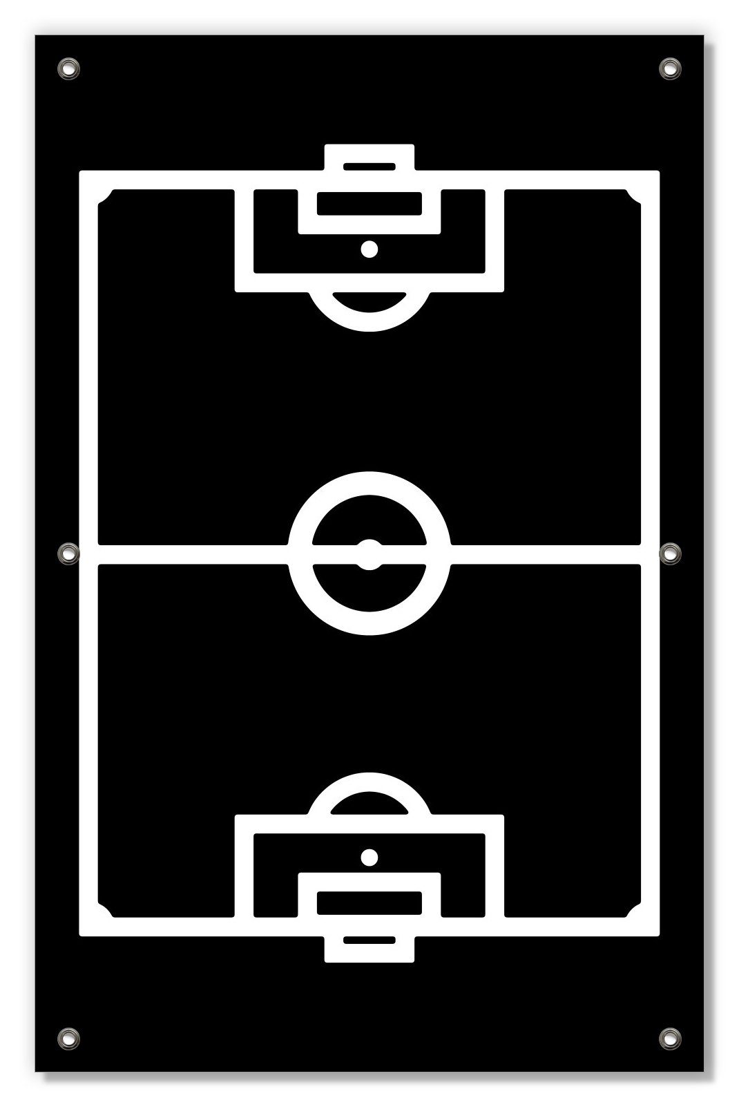 Sonnenschutz Fußball - Fußballfeld in Schwarz-Weiß, Wallario, blickdicht, mit Saugnäpfen, wiederablösbar und wiederverwendbar