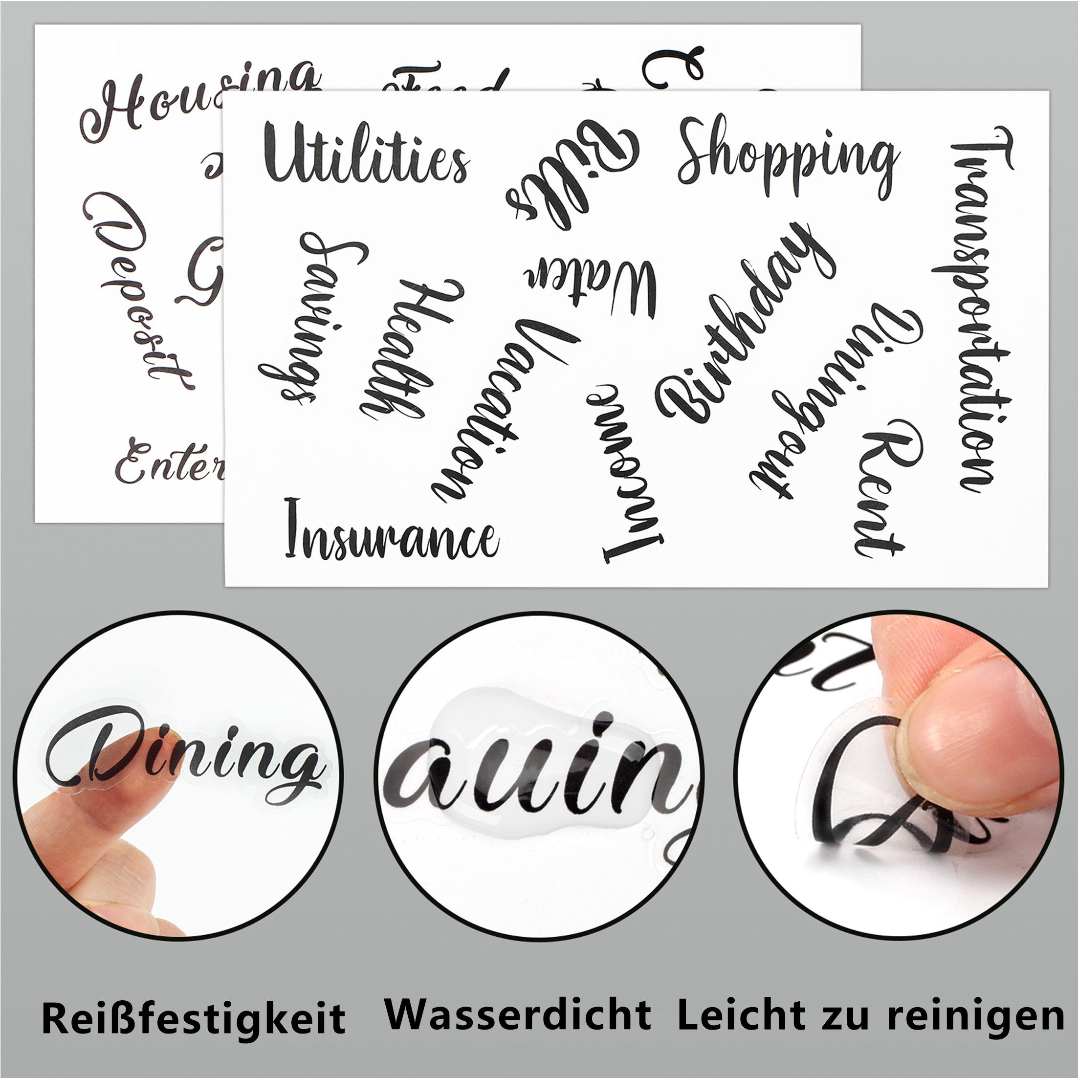 KINSI Ringbuchmappe Budgetplanungsnotizbuch, 6-Loch-Loseblatt, A6-Budget-Notizbuch, Kategorieaufkleber, Ringbuchnotizbuch