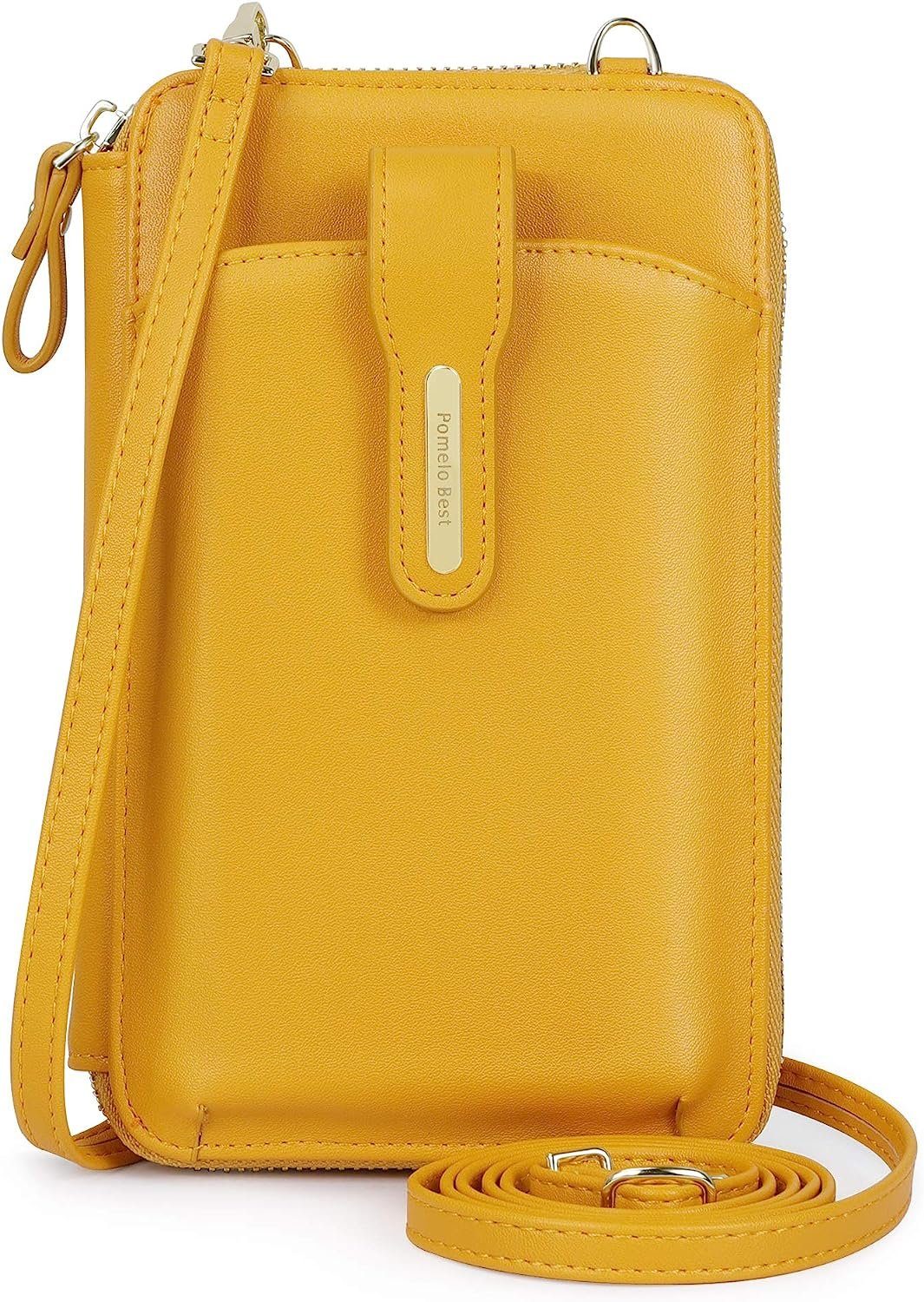 WISHDOR Handytasche Damen Schultertasche Kleine Handy Umhängetasche Tasche Geldbörse (Kunstleder Reisepass Tasche Anti-Diebstahl mit verstellbar abnehmbar Schultergurt, für Handy unter 6,5 Zoll, Cross-Body Brieftasche, mit Credit Card Slots), mit vielen Kartenfächer 2 Reißverschluss Beutel durchsichtigem Fenster