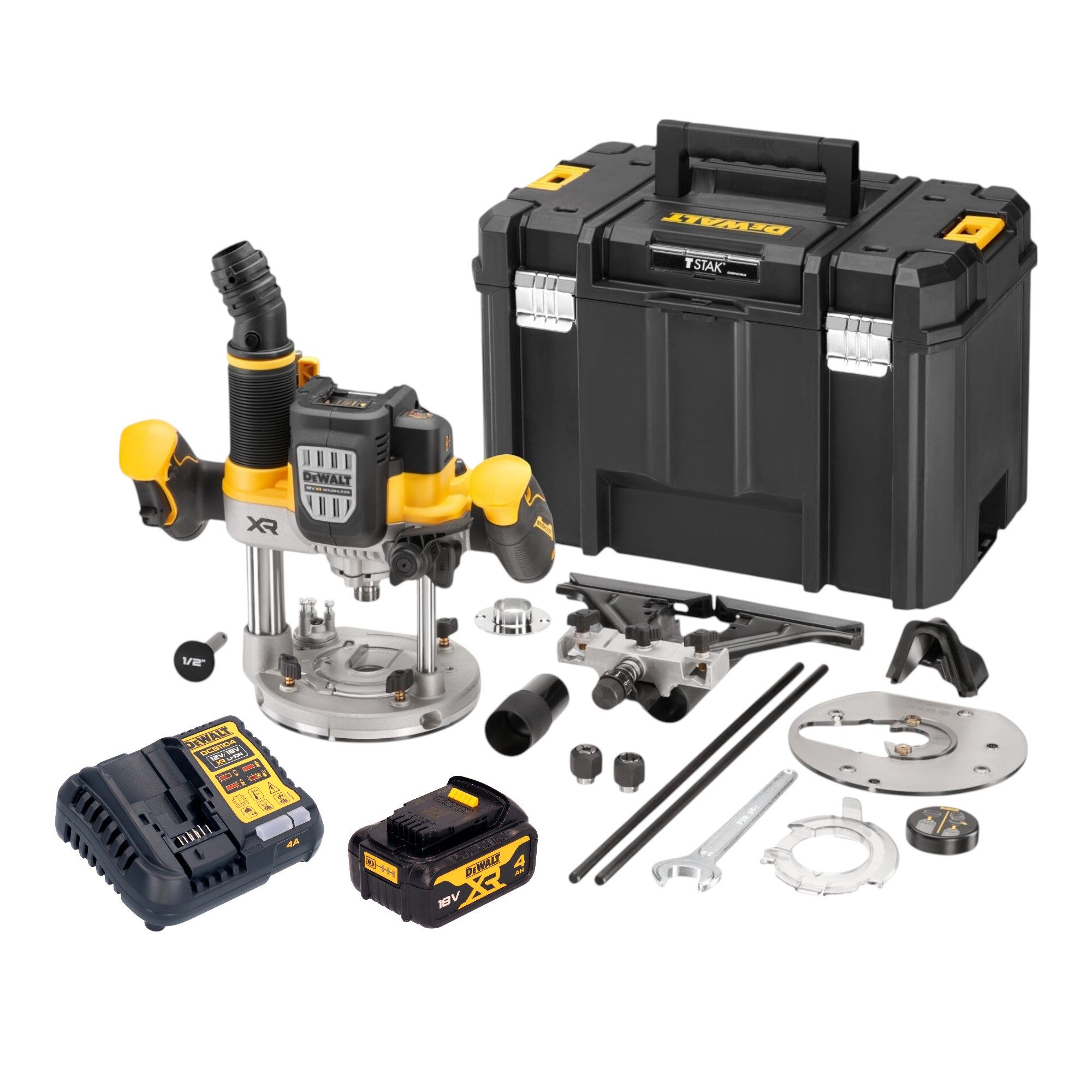 DeWalt Oberfräse DCW 620 M1T Akku Oberfräse 18 V 12 mm Brushless + 1x Akku 4,0 Ah