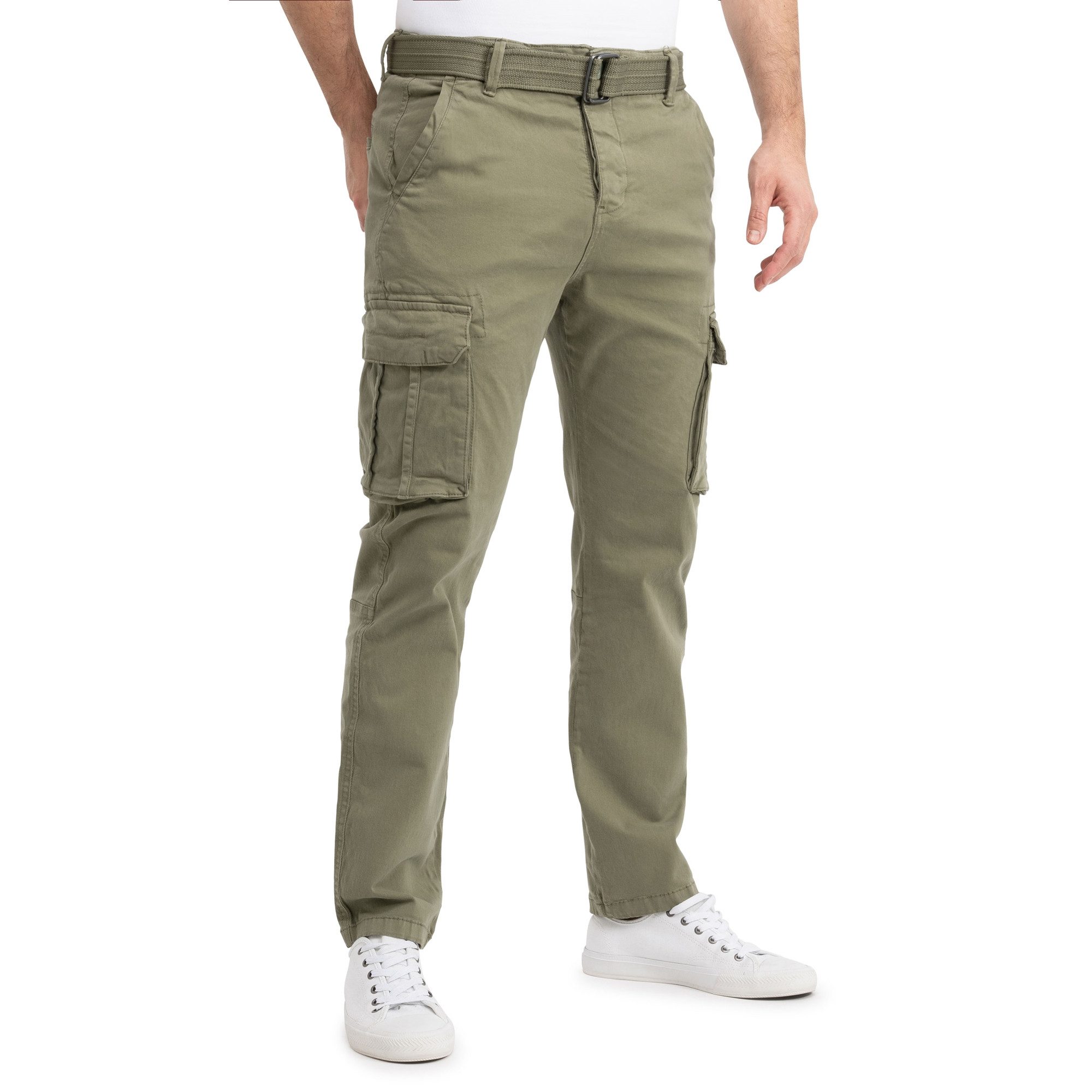 SUBLEVEL Cargohose Herren Cargo Hose Jeans Sweatpant Chino Jogginghose inkl. Gürtel