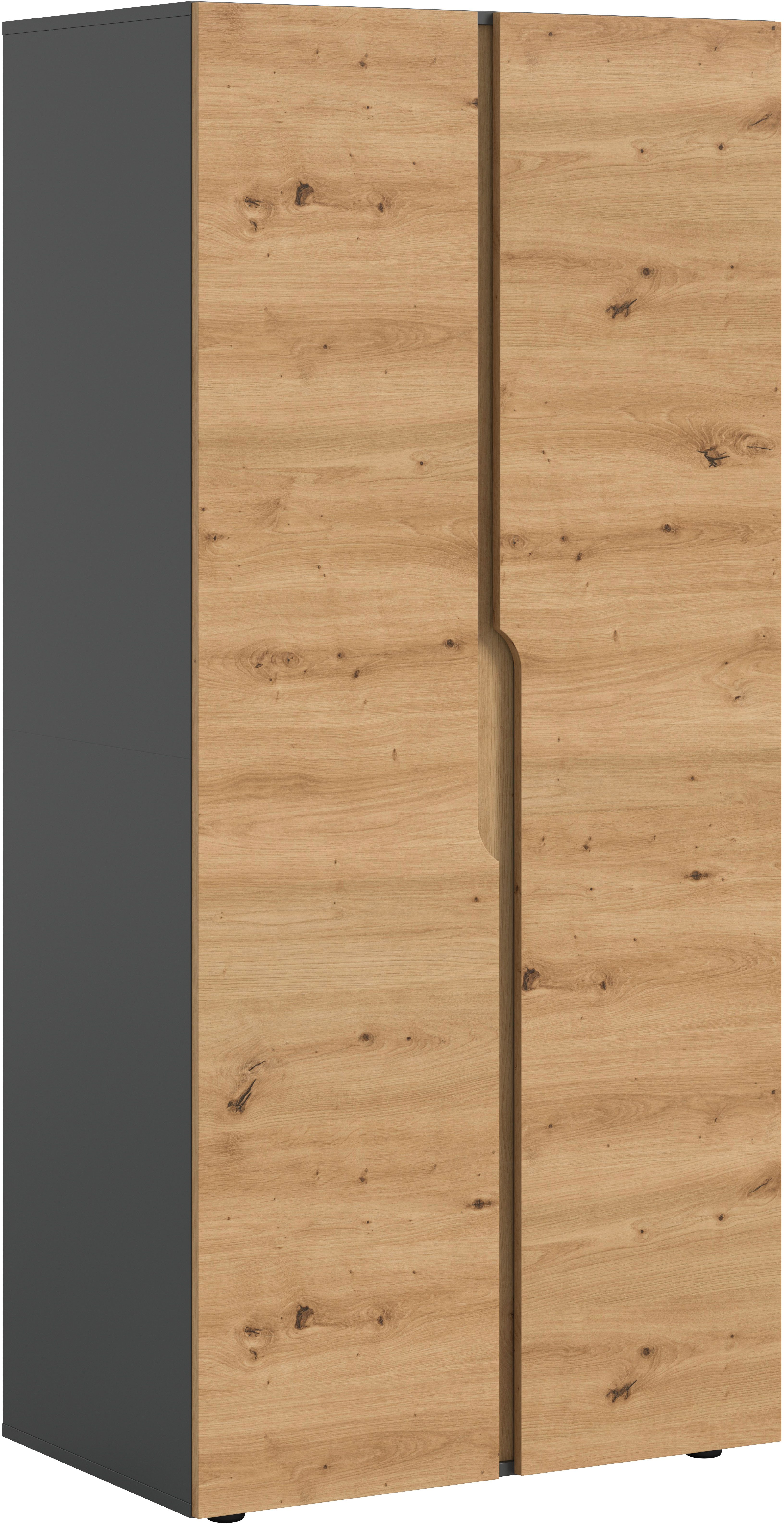 Home affaire Kleiderschrank BJÖRNEBORG, Schlafzimmerschrank, Garderobe, Schrank (inklusive Wechselblende in anthrazit und Artisan Eiche Nachbildung) Breite 80cm, Kleiderstange, 2 Böden