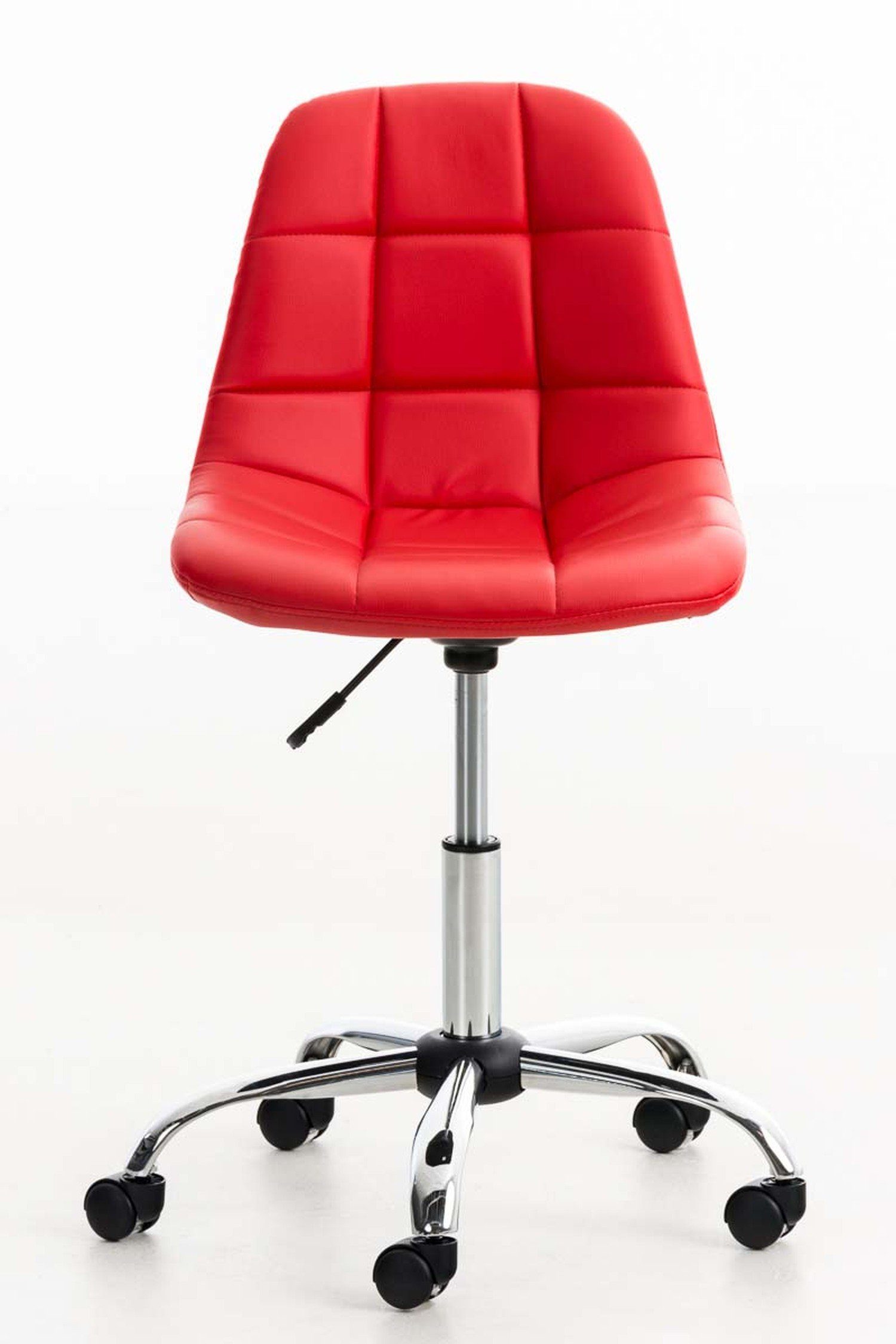 Sitzfläche: - chrom Gestell: und Bürostuhl (Schreibtischstuhl, Metall höhenverstellbar Konferenzstuhl), Drehstuhl, bequemer drehbar Emily rot mit 360° - TPFLiving Rückenlehne Kunstleder Chefsessel,