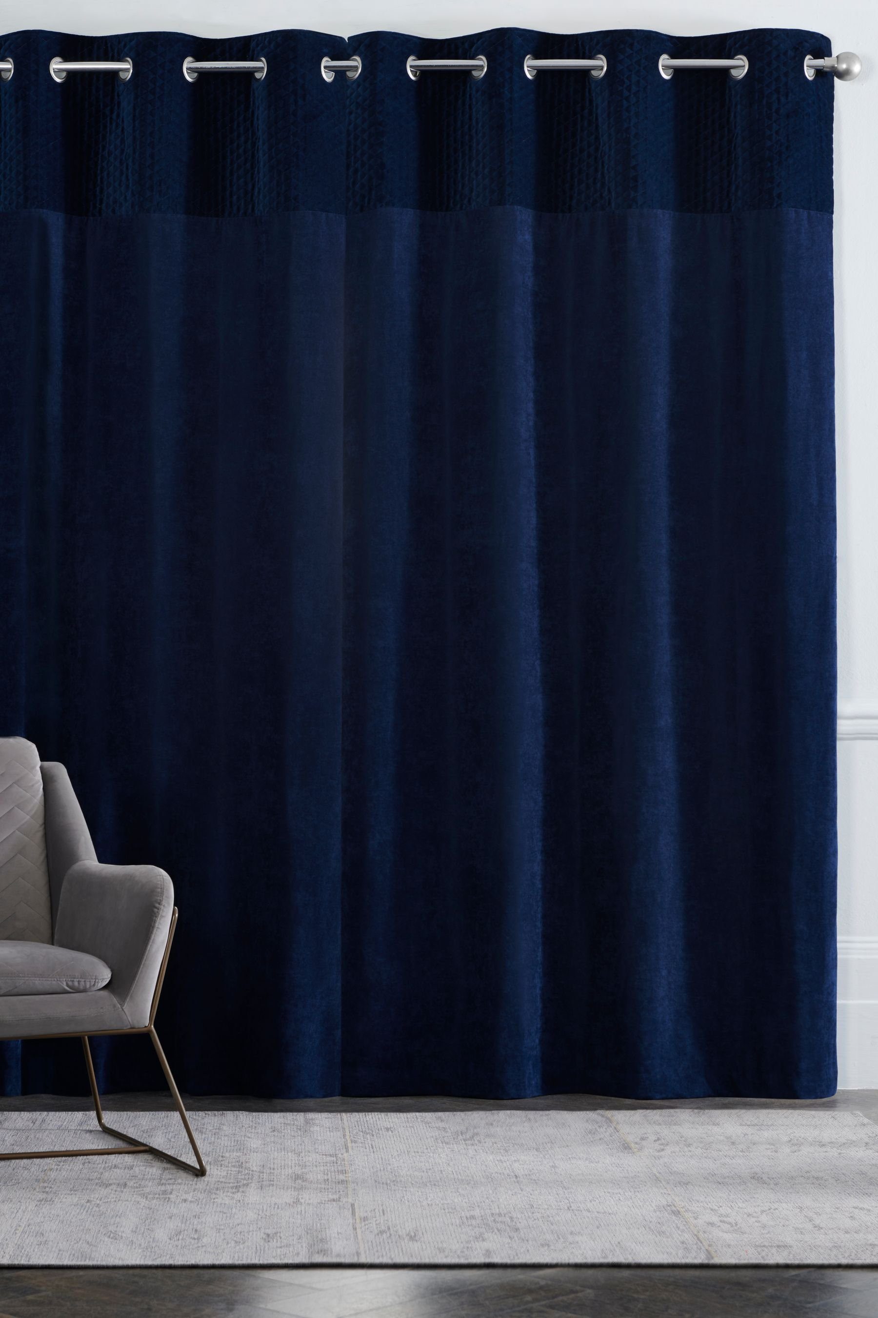 Vorhang Hamilton Gesteppte Osenvorhänge aus Samt mit Store, Next, (2 St) Navy Blue