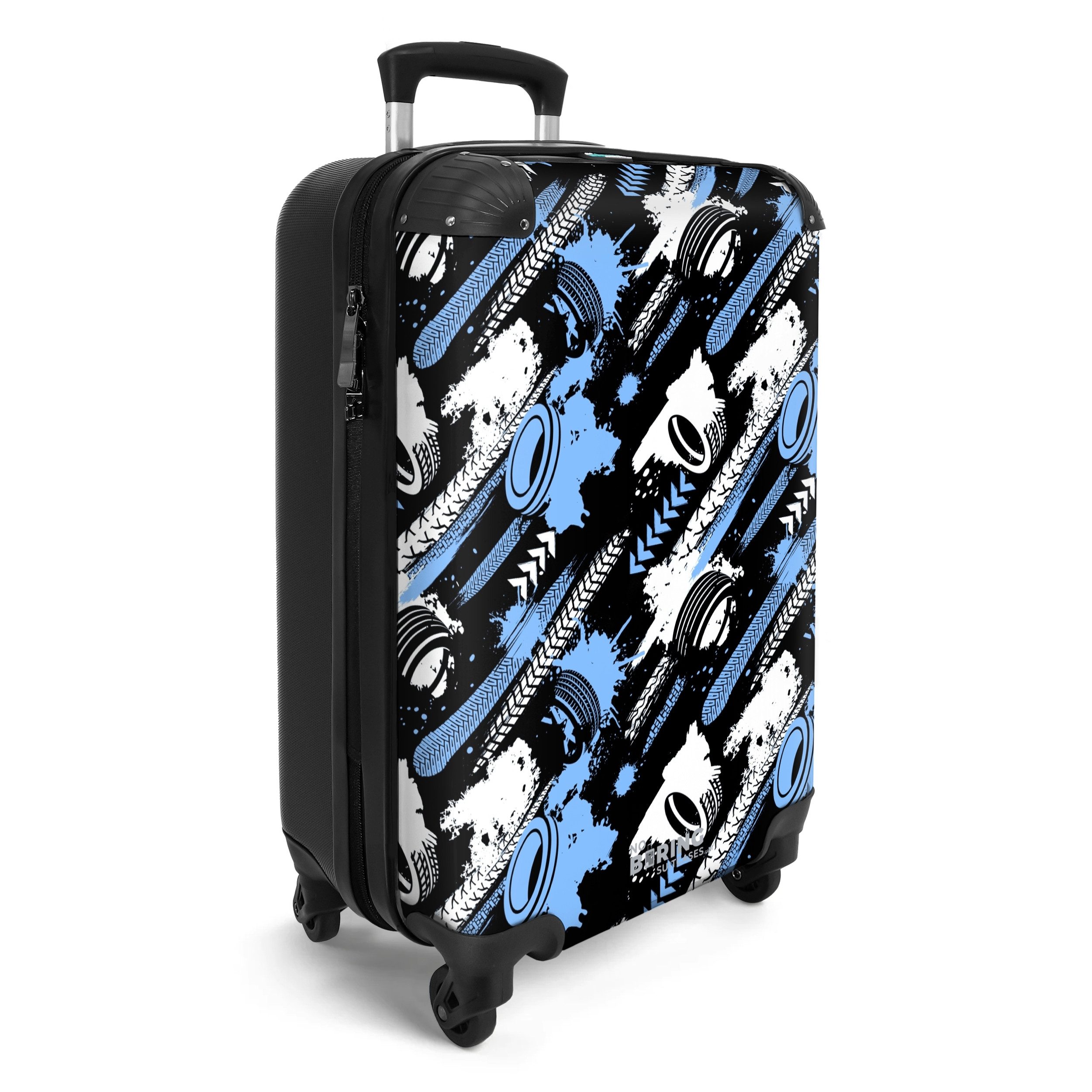 NoBoringSuitcases.com© Hartschalen-Trolley Blaue und graue Reifen günstig online kaufen