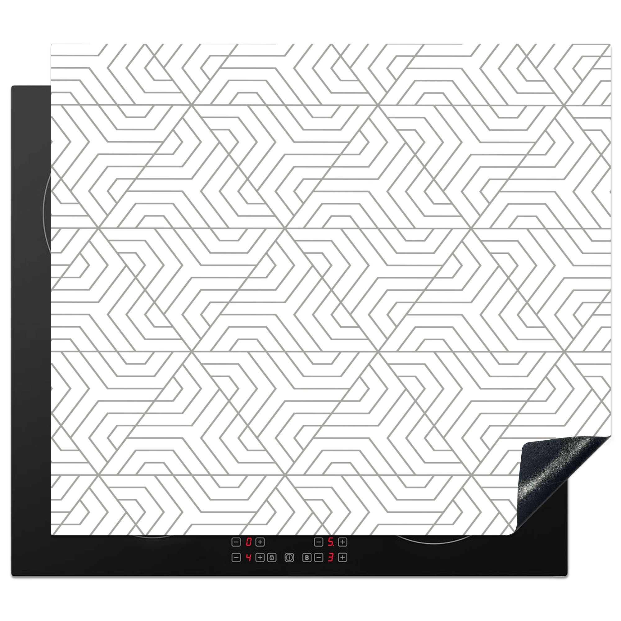 MuchoWow Herdblende-/Abdeckplatte Abstrakt - Muster - Entwurf - Dreieck, Vinyl, (1 tlg), 59x51 cm, Induktionsschutz, Induktionskochfeld, Ceranfeldabdeckung